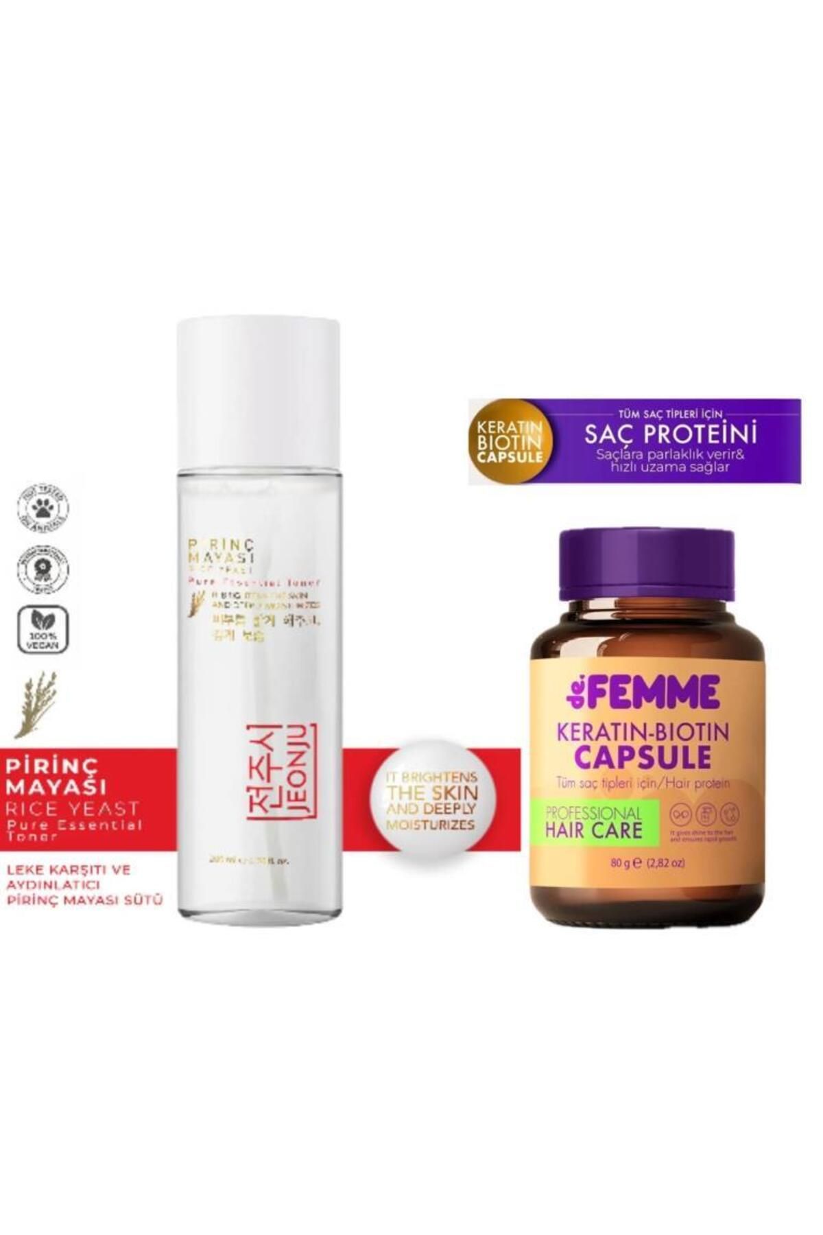 JEONJU Pirinç Mayası Aydınlatıcı-nemlendirici-gözenek Sıkılaştırıcı-beyazlatıcı Toner+De Femme Saç B