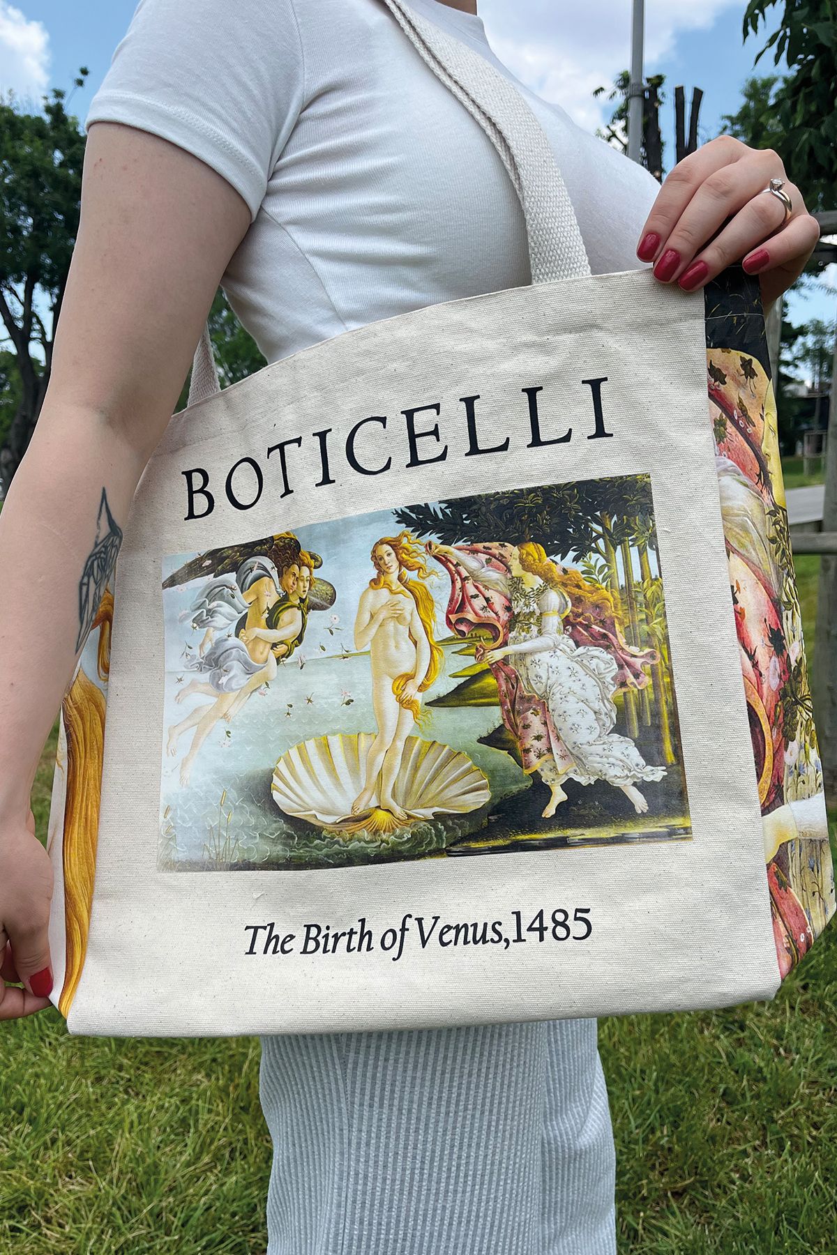 Bagari BOTICELLI-Venus Kanvas Bez Çanta – İç Cepli, Çıtçıtlı, Baskılı ve Yıkanabilir Dayanıklı Tasarım