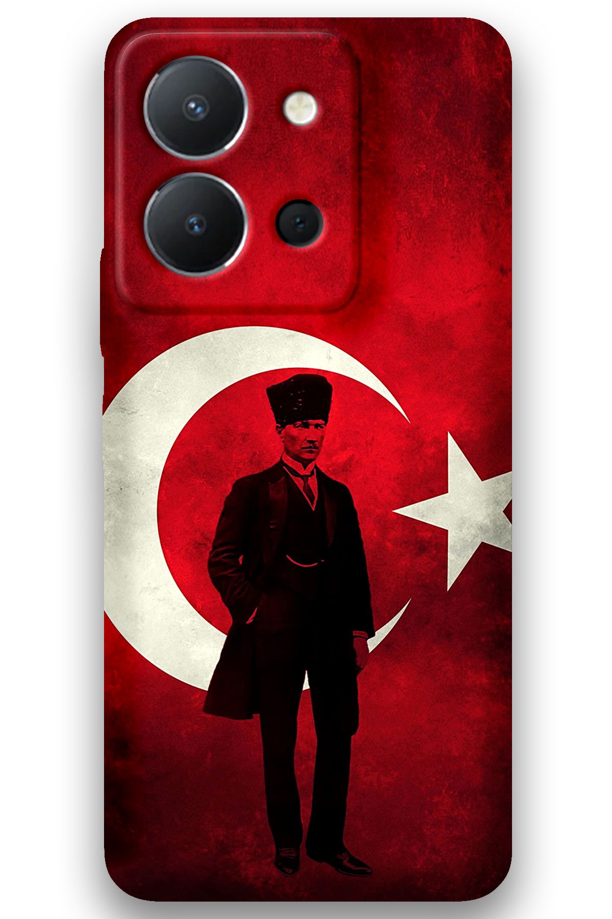 Gramaphone Vivo Y36 Uyumlu Atatürk Desenli Telefon Kılıfı + Ekran Koruyucu - 5849