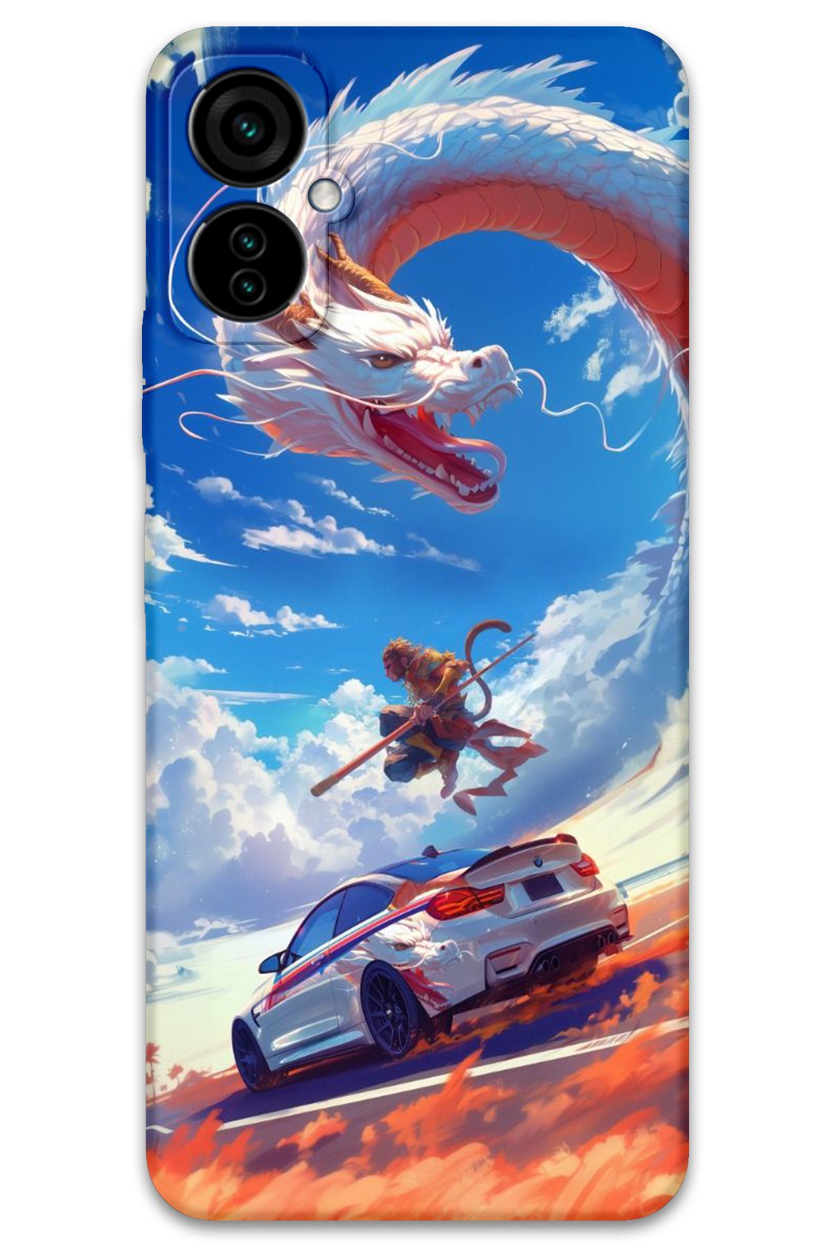 Gramaphone Tecno Camon 19 Neo Uyumlu Araba Desenli Telefon Kılıfı + Ekran Koruyucu - 5764