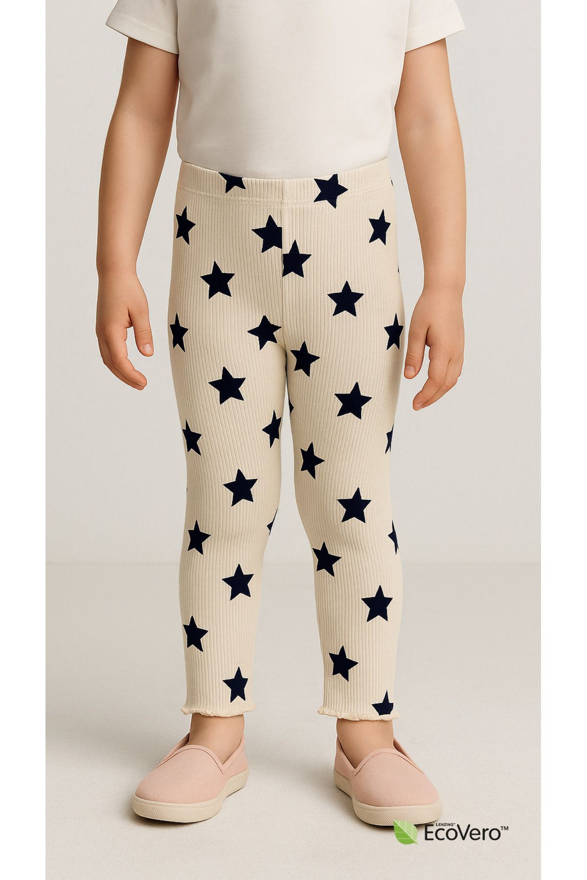 Kyex PURE DOTS Kız Çocuk Yazlık Yıldız Desenli Bej Tayt