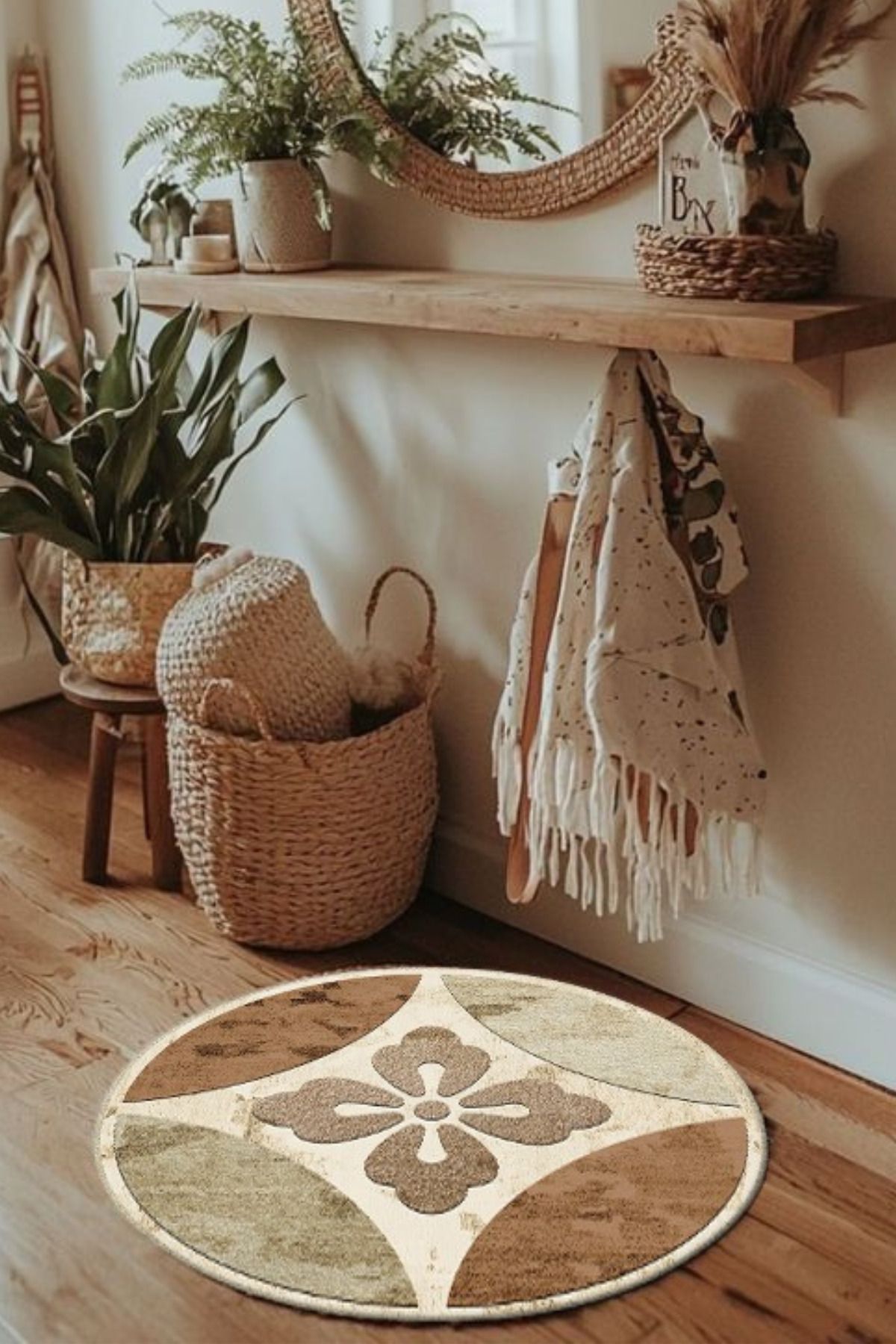 DERAS HOME Dijital Baskı Yıkanabilir Kaymaz Taban Salon Halısı Paspas