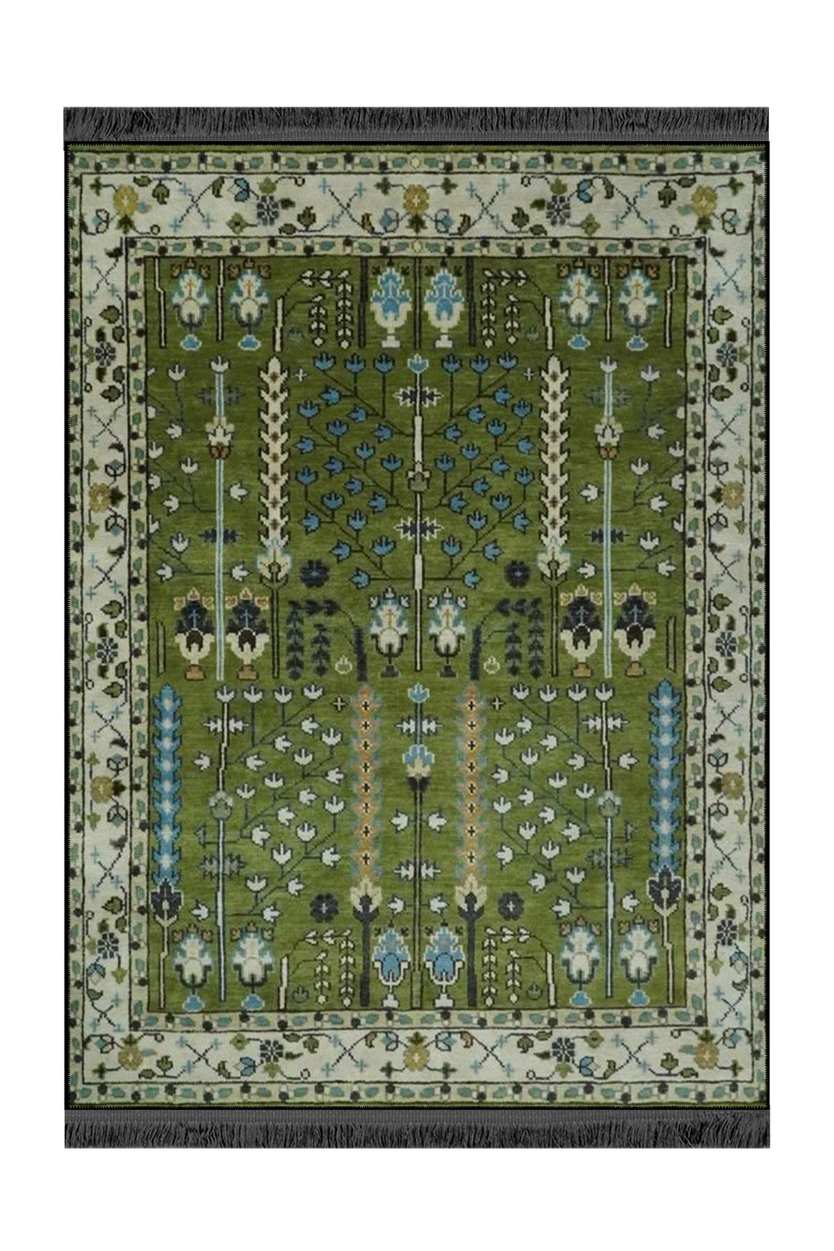 Rugs Modern Halı Leyla Koleksiyonu Yeşil Temalı Desenli Dokuma Taban Modern Dekoratif Halı leyla91