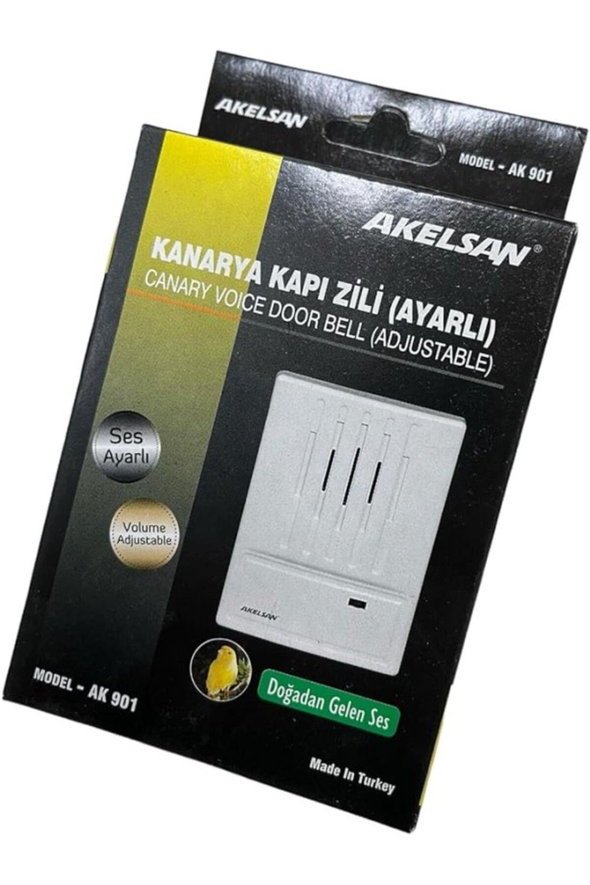 ShopZum Akelsan Kanarya Kapı Zili Tek Sesli Ayarlı 12 Volt Ak-901