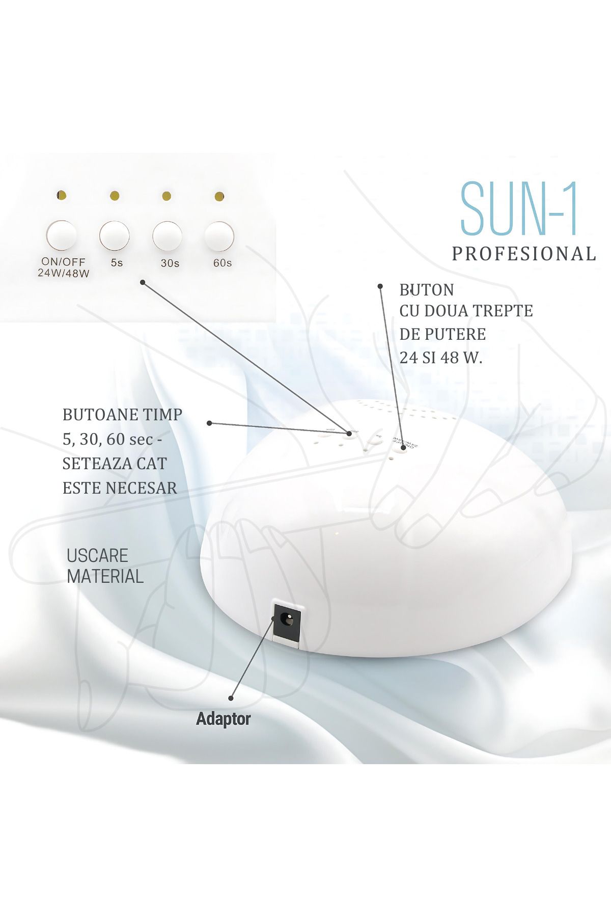 ATOMKIT-Uv/led Lamp For Manicure And Pedicure, Power 28/48, Timer 5/30/60, Automatic Start, White 4