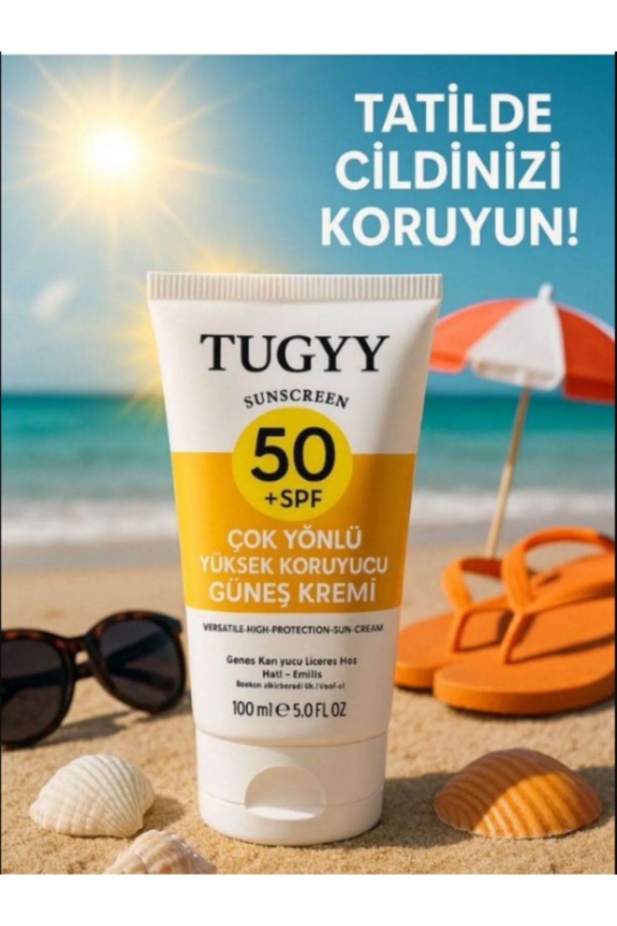 tugyy Güneş Kremi 50 Spf, 150 ml Çok Yönlü Yüksek Koruyucu Pd 1 Adet