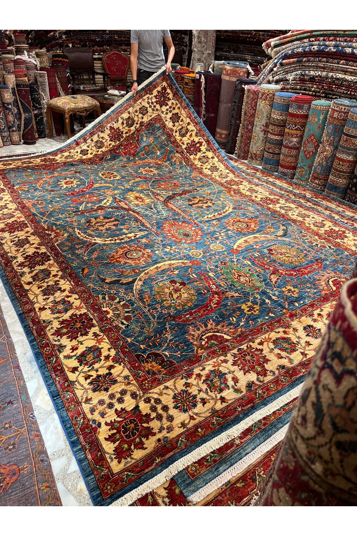 RD RAMAZAN DAĞ EL HALI SANATI El Dokuma Afgan Halısı Ağaç Klasik Model Ebat 382x272