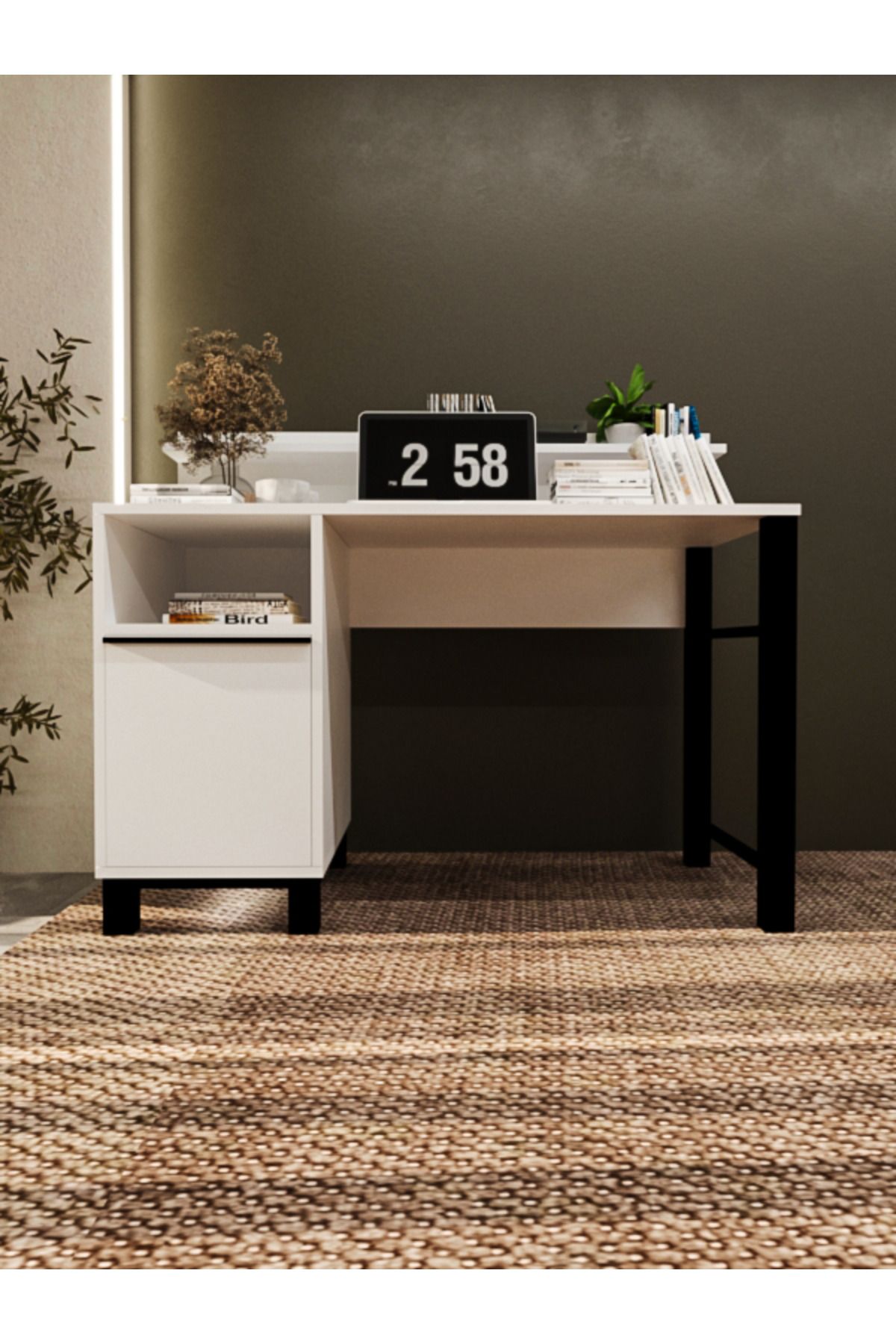Nitro Furniture Alvin Çalışma Masası - Modern ve Fonksiyonel Beyaz & Siyah Tasarım (120x60x74 cm)