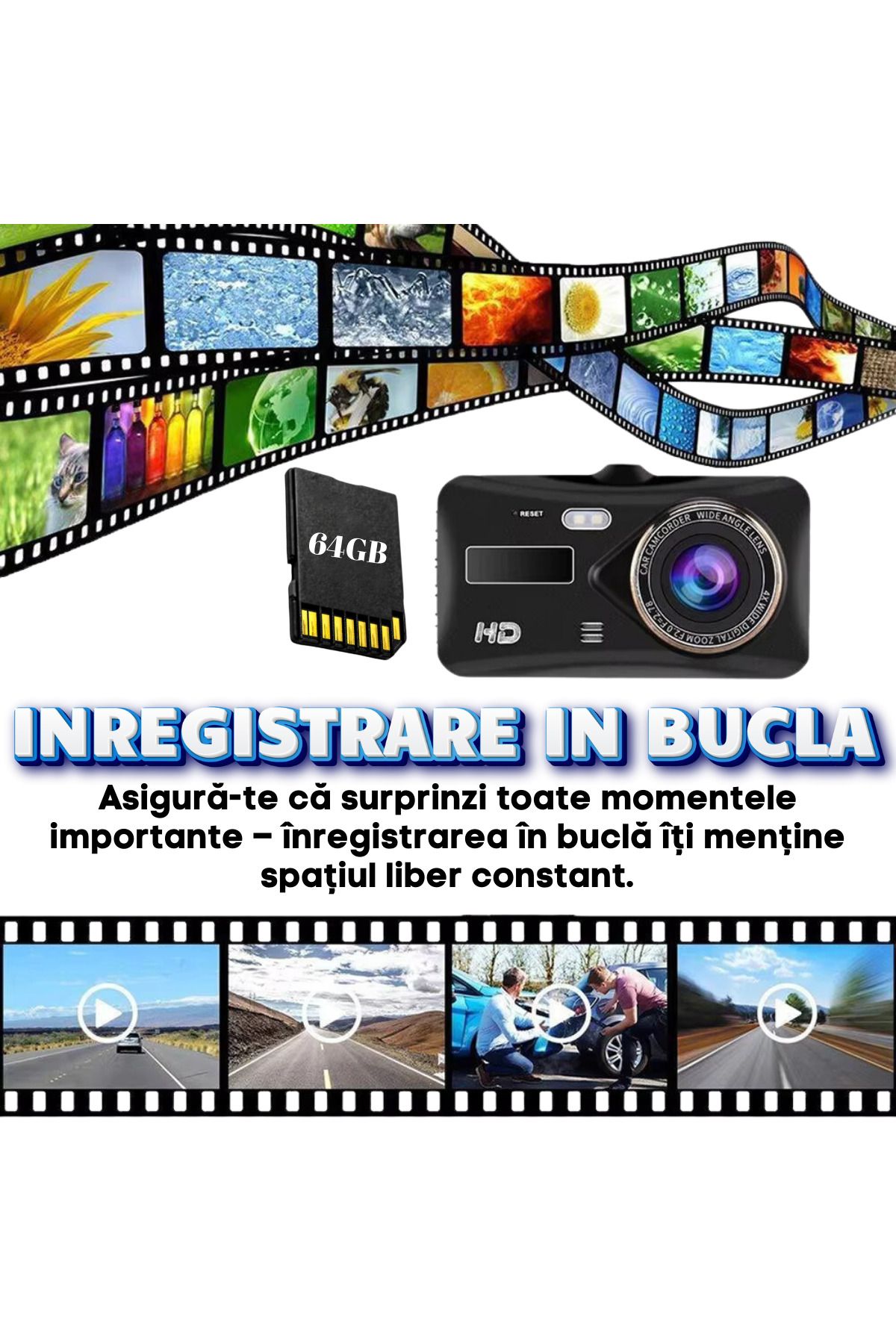 ATOMKIT-Car Camera Touchscreen, 64g Card Included, 1080p, 150p Angle, Loop Recording. Nightvision, senzorg 4