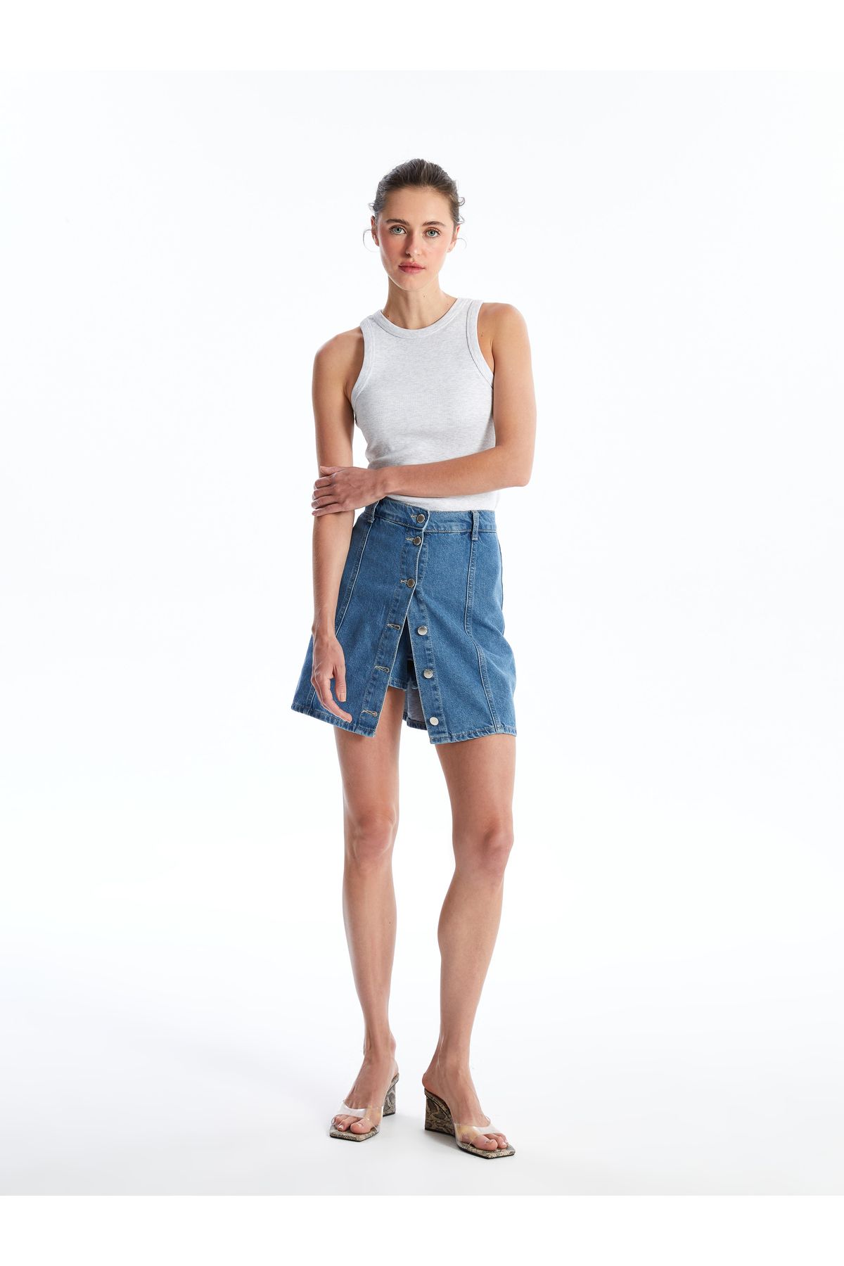 LC Waikiki Standart Fit Kadın Jean Şort Etek