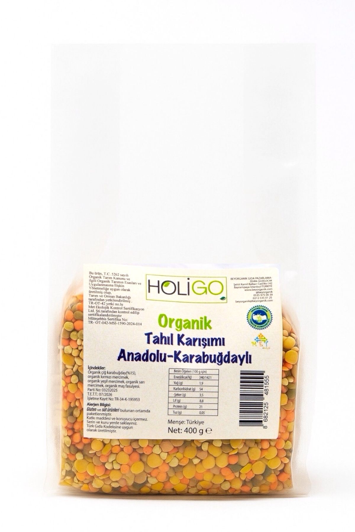 HOLİGO Organik Tahıl karışımı Anadolu-Karabuğdaylı 400gr