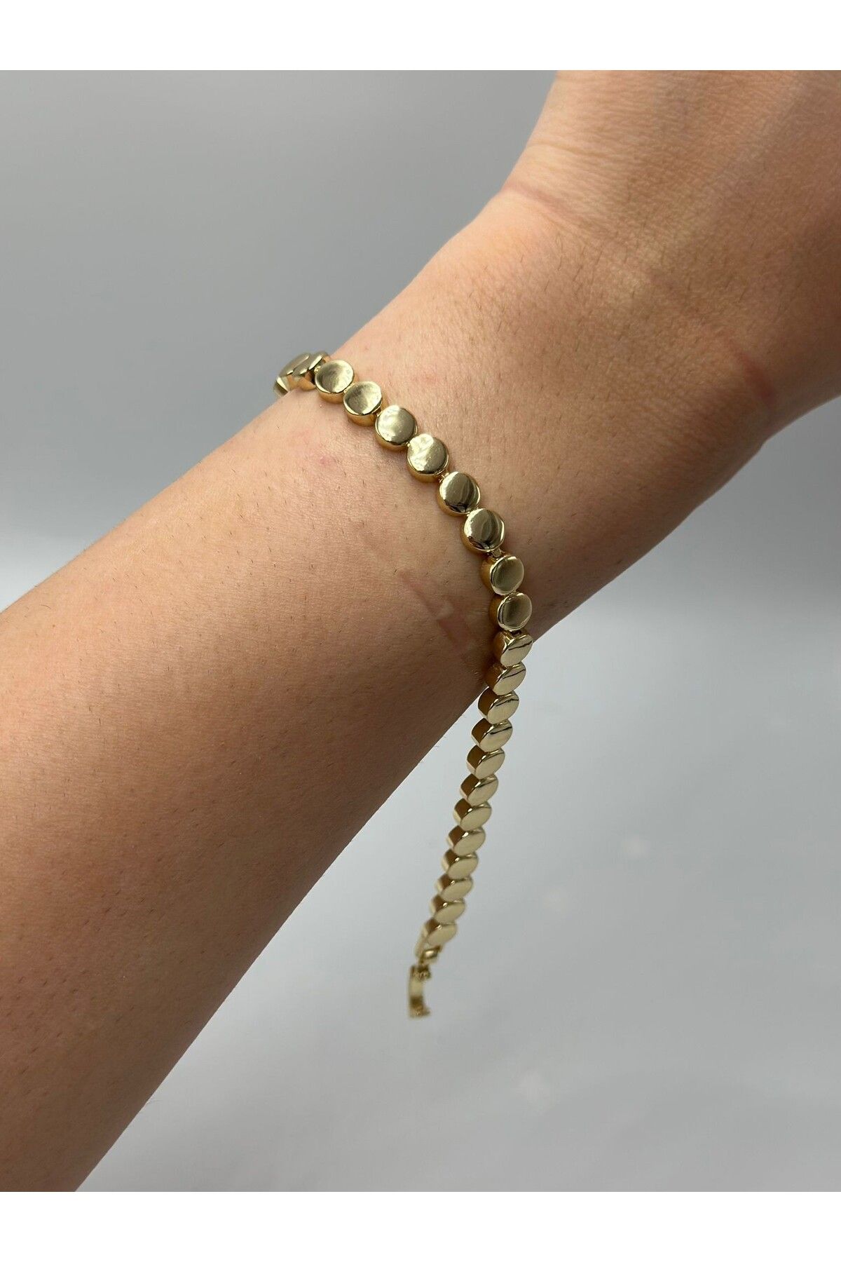 MyladyAccessoriess Sıralı Yuvarlak Detay Plaka Çelik Bileklik