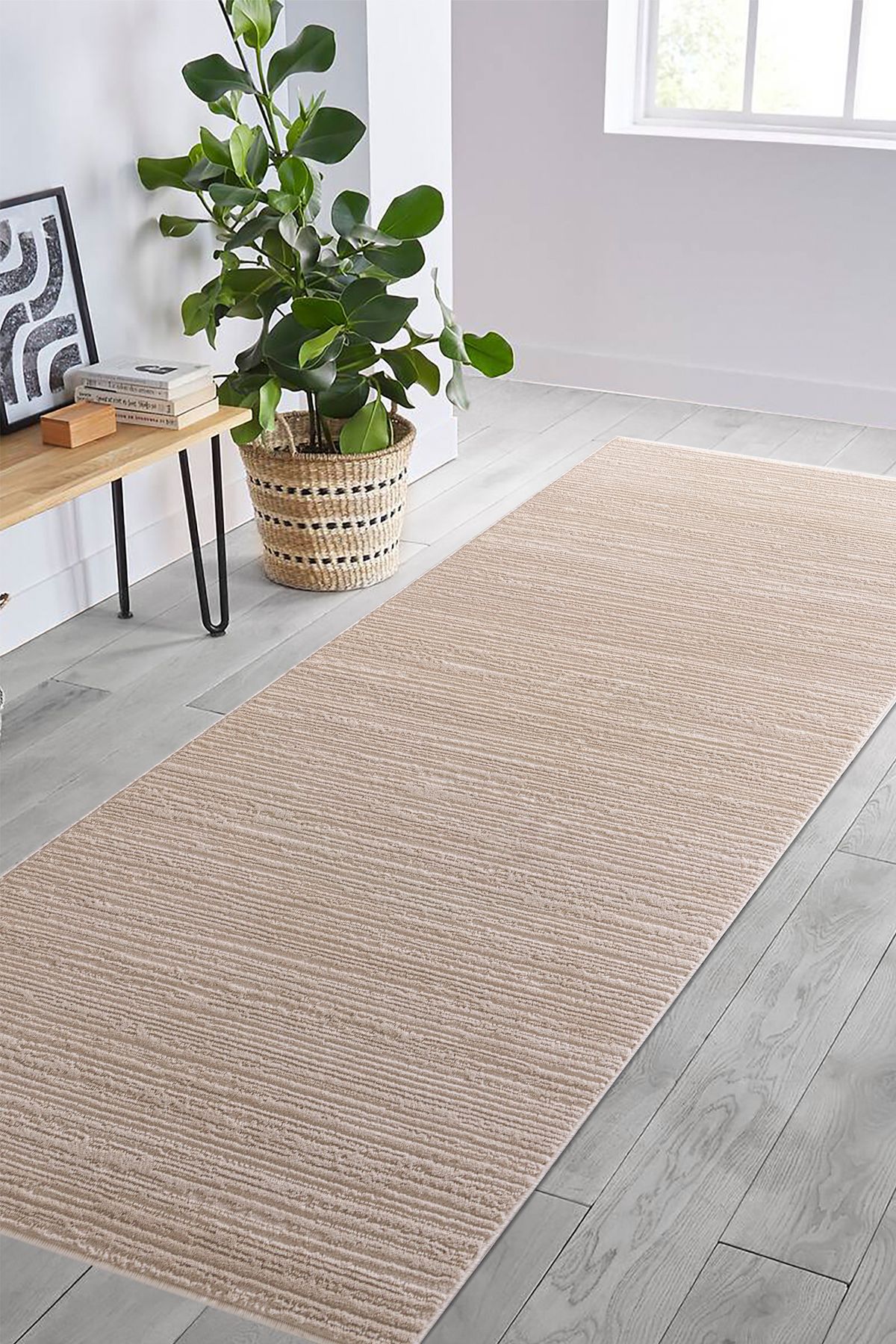 ALPSAN CARPET Venture Viskon Karışımlı Kum Beji Modern Dokuma Yolluk Halı