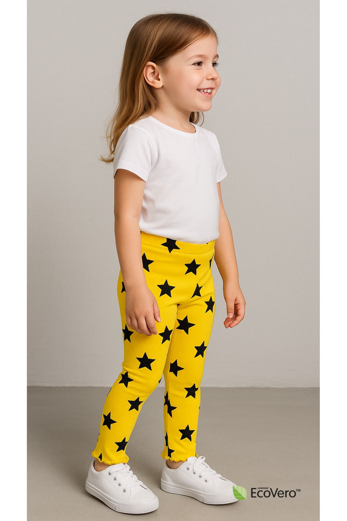 Kyex PURE DOTS Kız Çocuk Yazlık Yıldız Desenli Sarı Tayt
