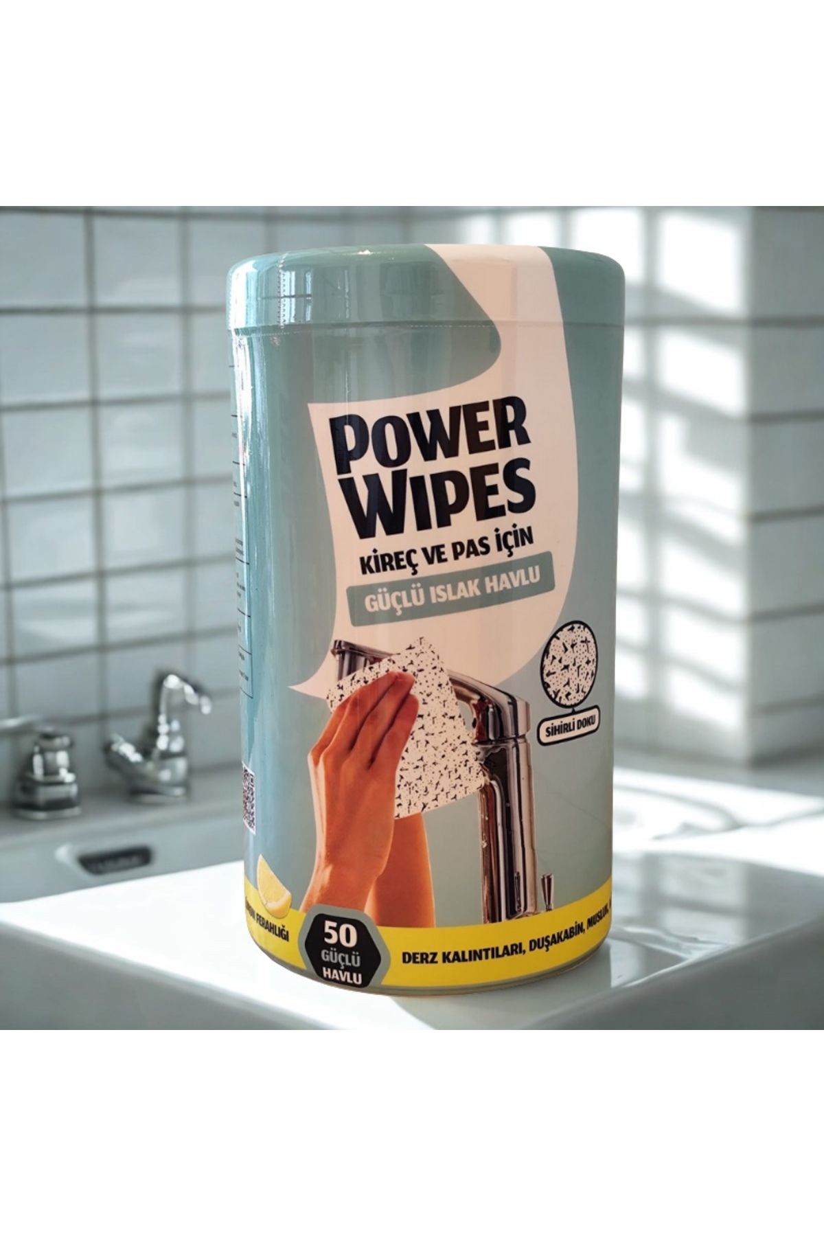 Power Wipes 1X50 Yaprak - Power Wipes Kireç ve Pas İçin Güçlü Islak Havlu