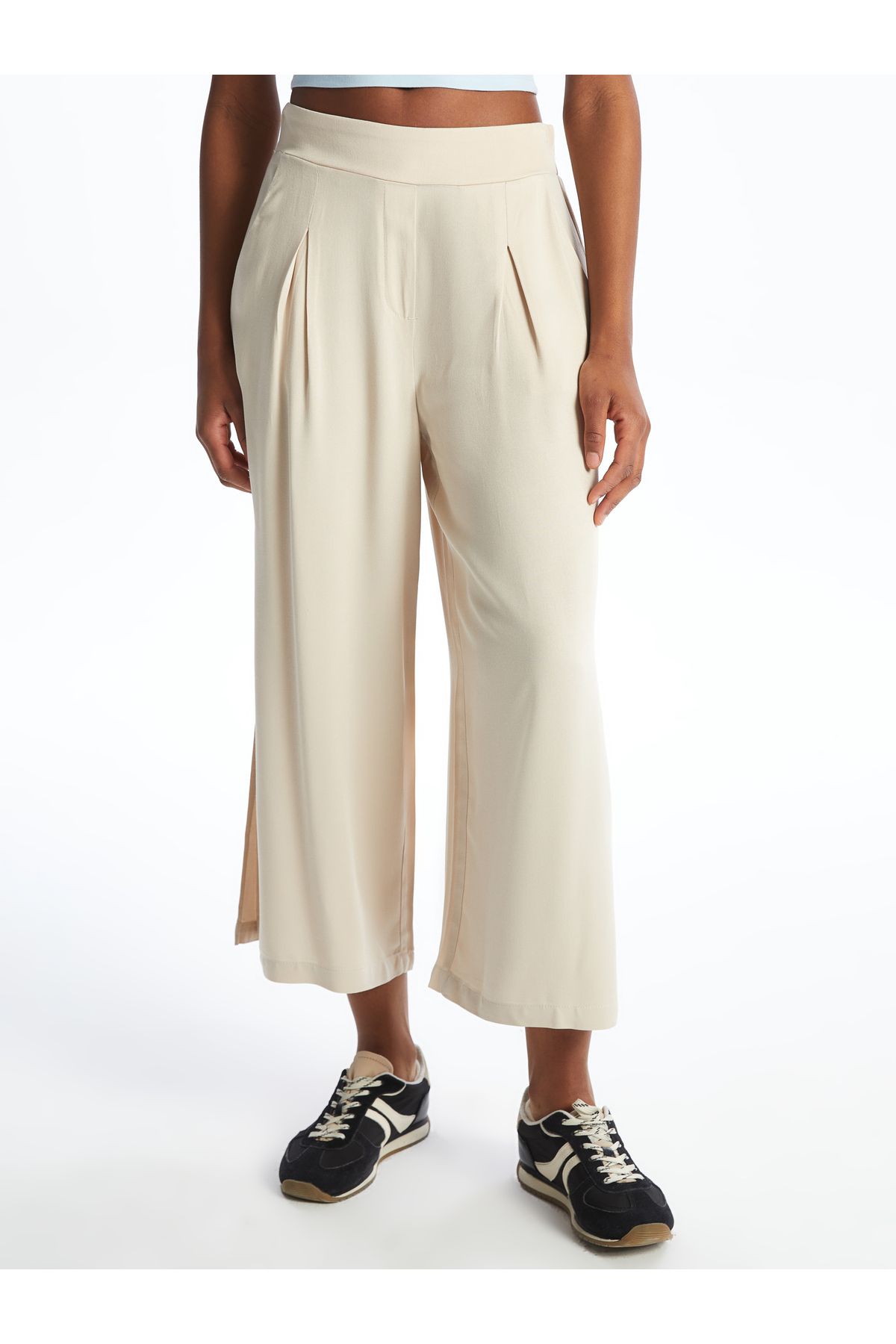 LC Waikiki-Women's Linen Blended Pants with Elastic Waist 4