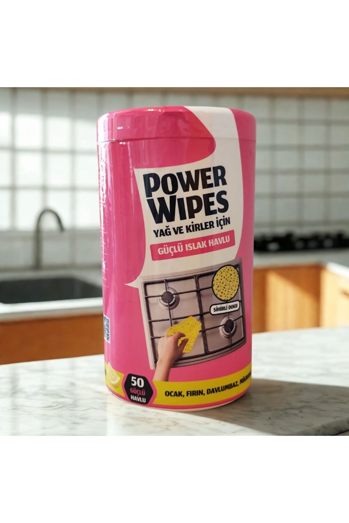 Power Wipes 1X50 Yaprak - Power Wipes Yağ ve Kirler İçin Güçlü Islak Havlu
