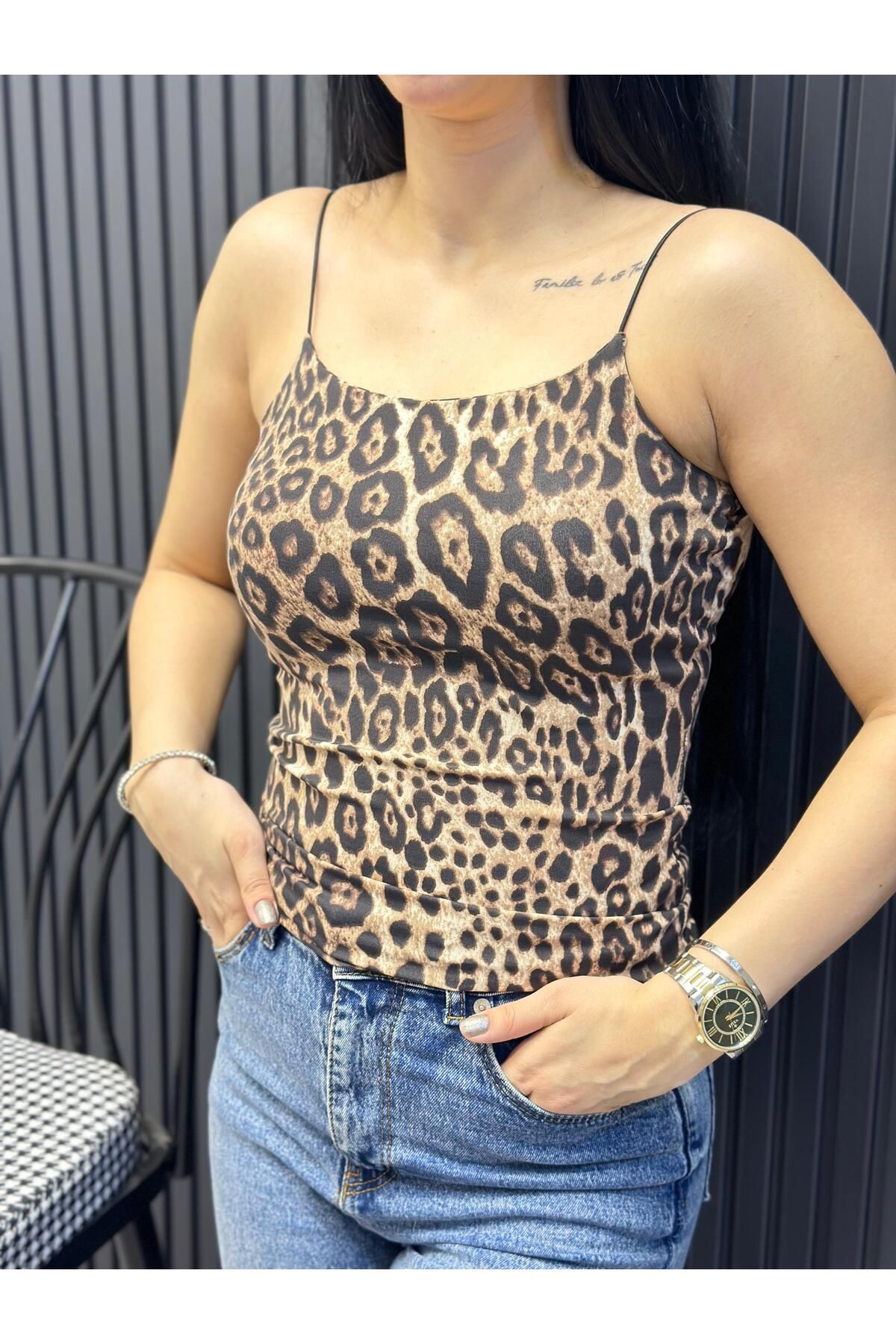 ocke CROP LASTİK ASKILI UZUN CROP