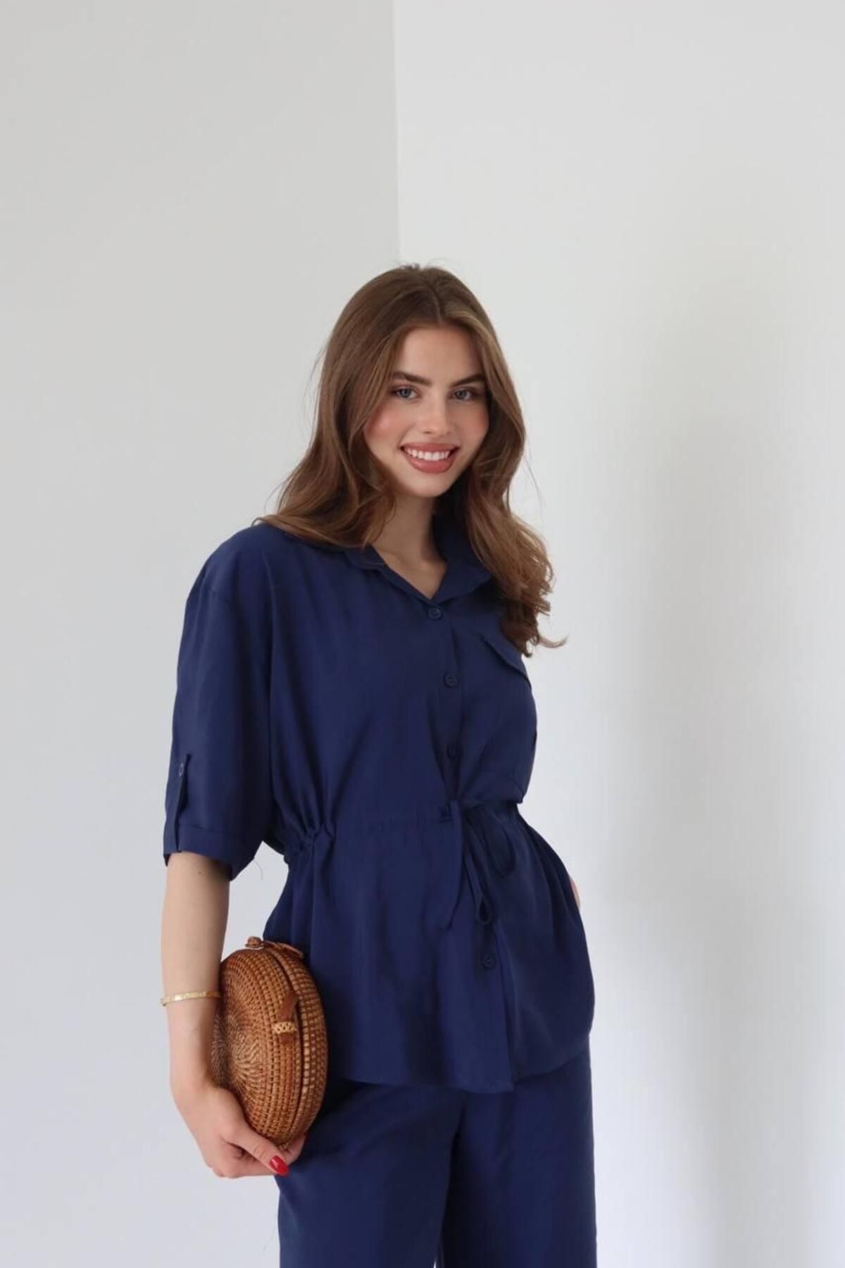 MODA Lacivert Modal Kumaş İkili Takım