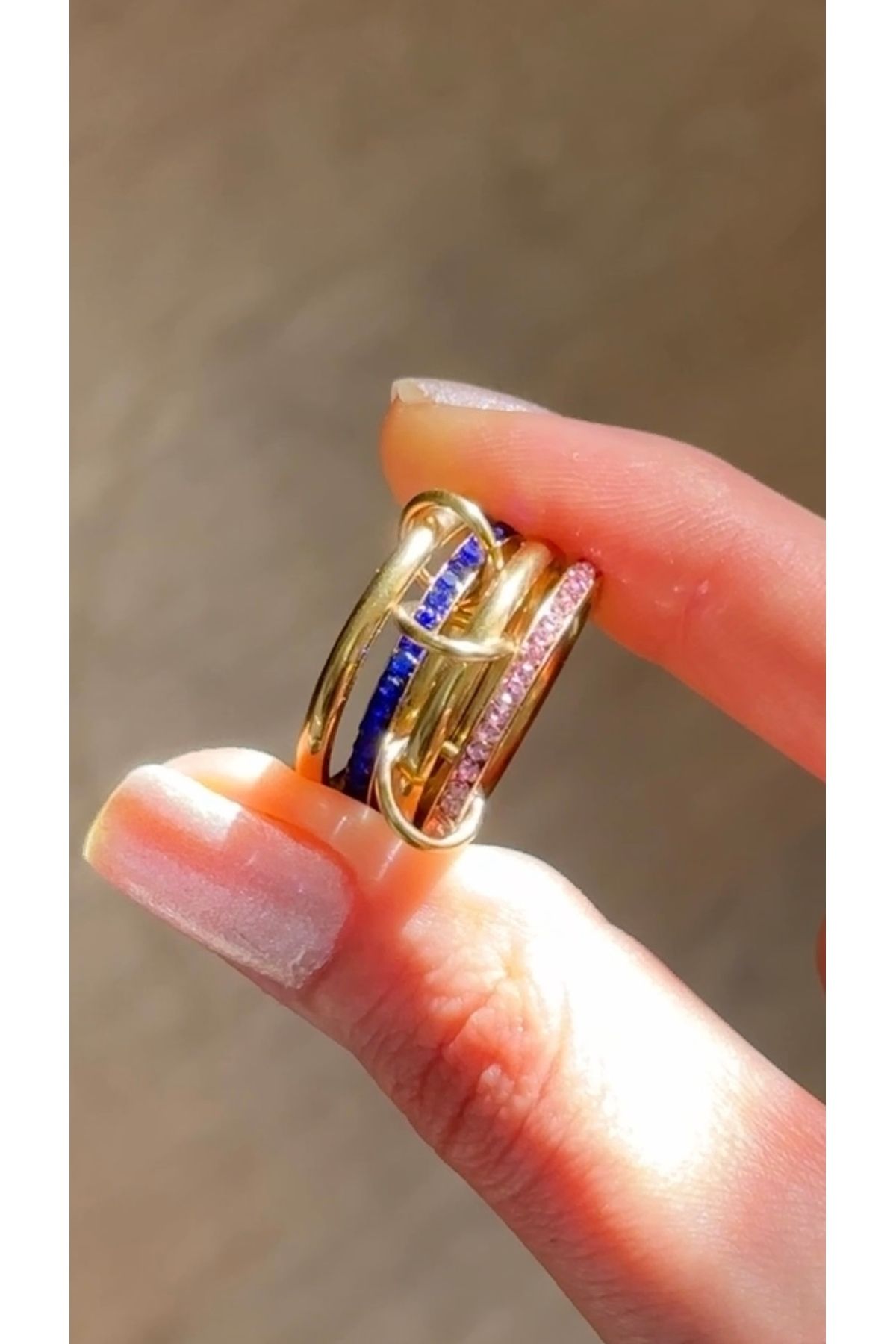 Opia JEWELRY 4’lü Pembe & Lacivert Model Çelik Sarmal Yüzük (BİR BEDEN BÜYÜK ALINIZ)