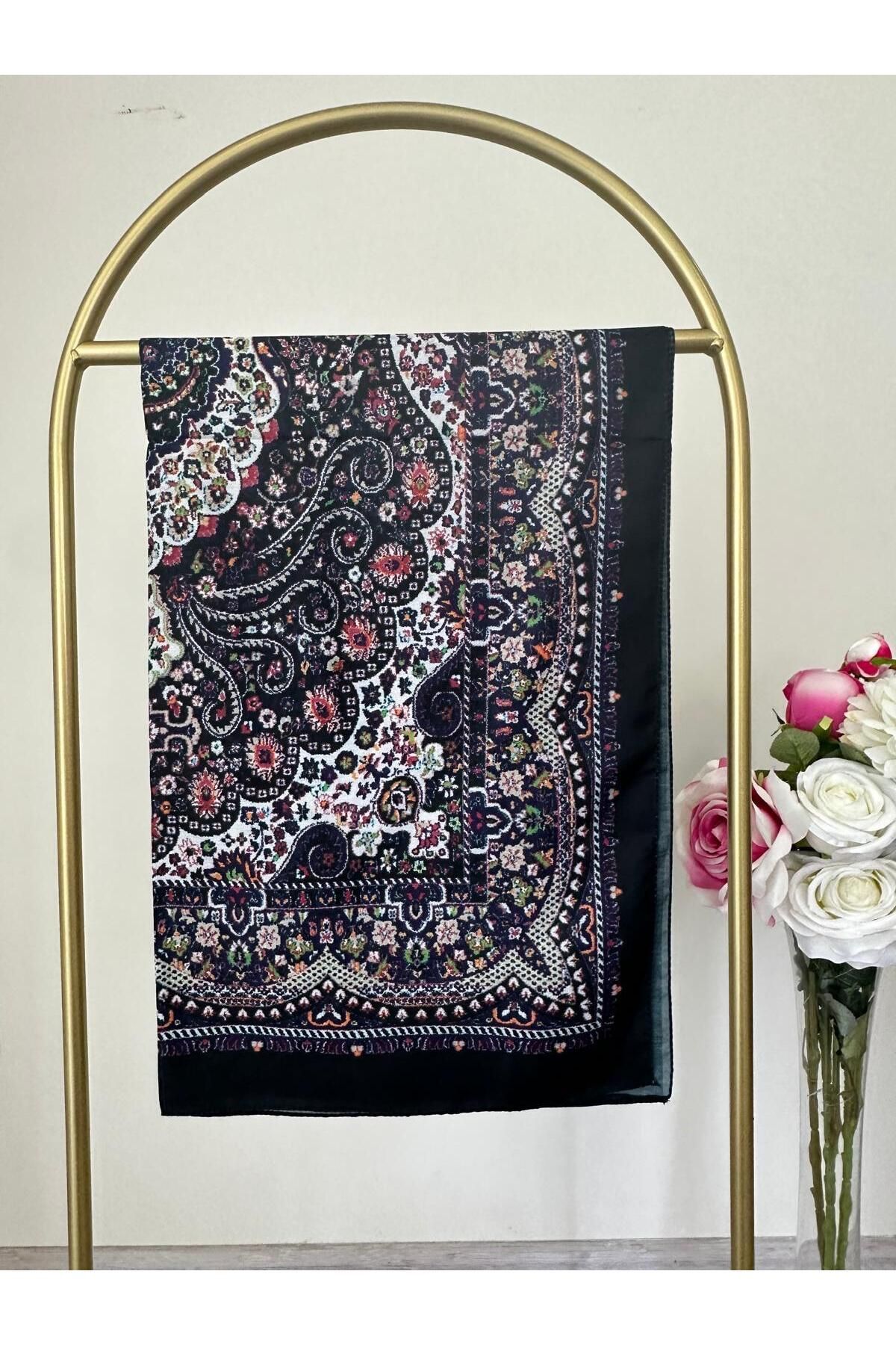 Shawl Passion Retro Desen Pamuk Şal Siyah