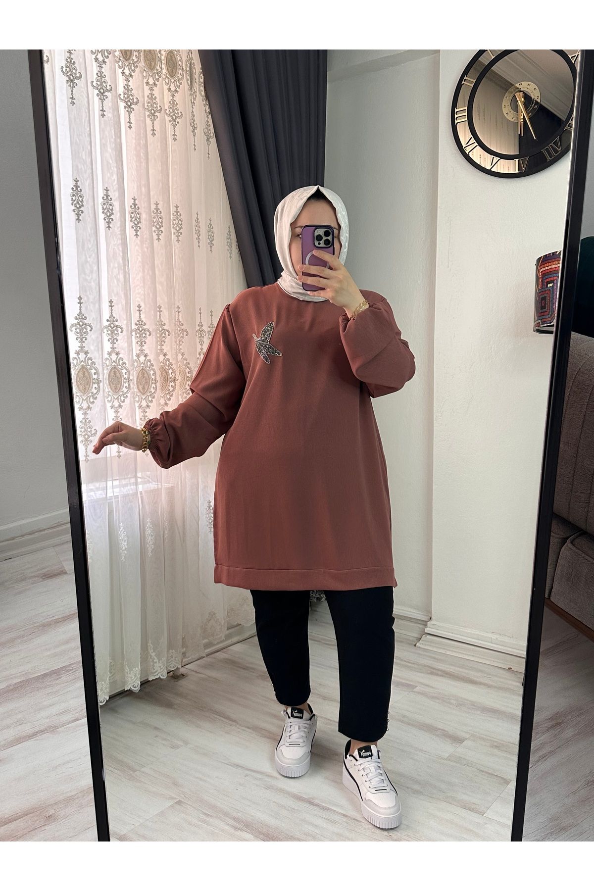 KADO SOFF KUŞ DETAYLI KISA TUNİK