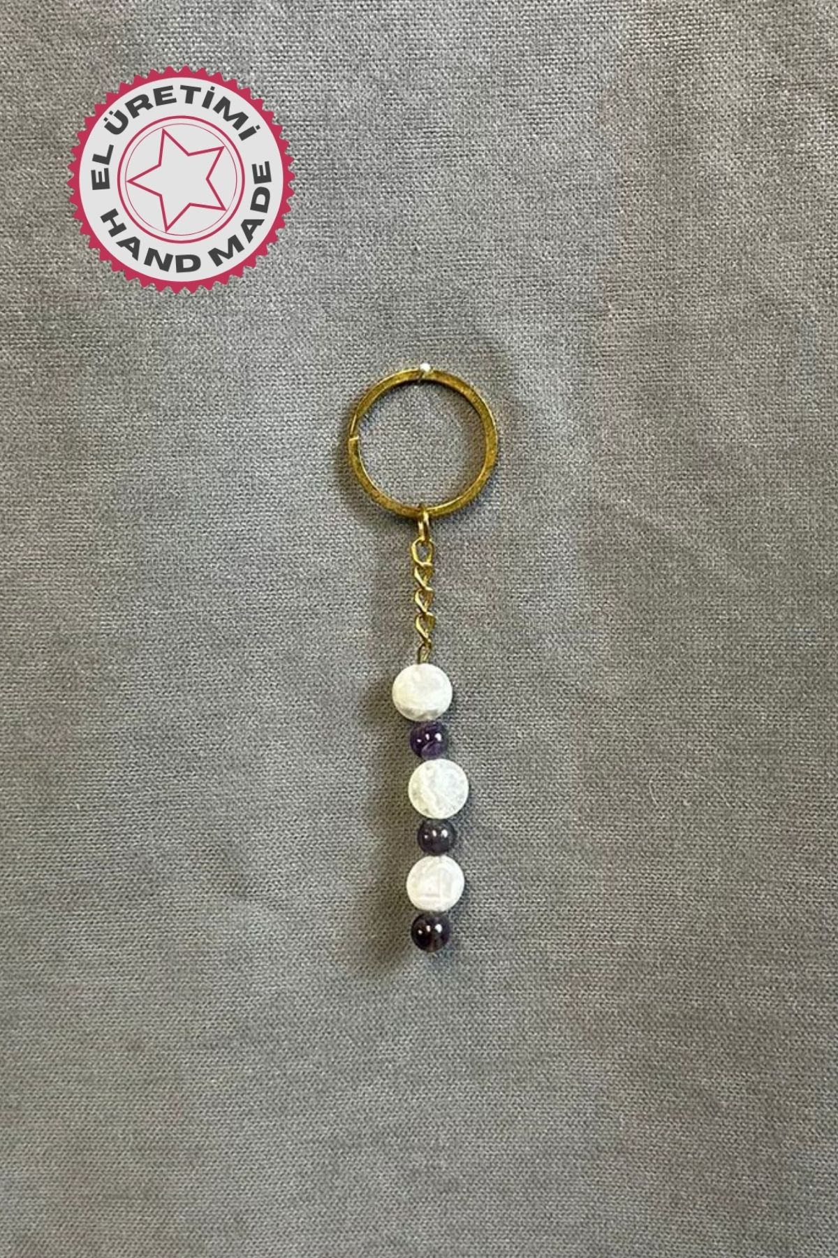 Uretti - Tuğba 6667 2089 El Yapımı Doğal Taş Çakra Anahtarlık