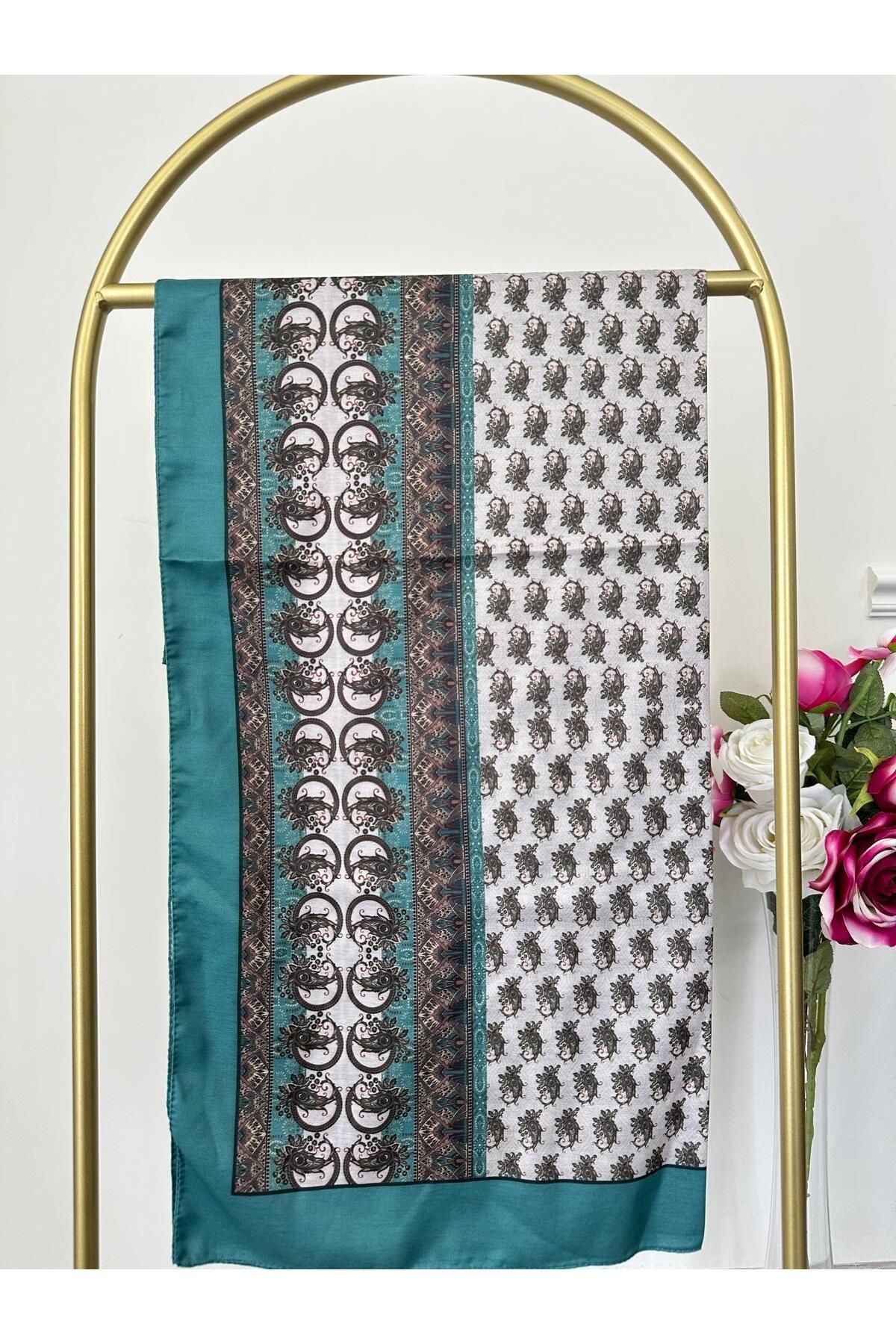 Shawl Passion Retro Desen Pamuk Şal Su yeşili