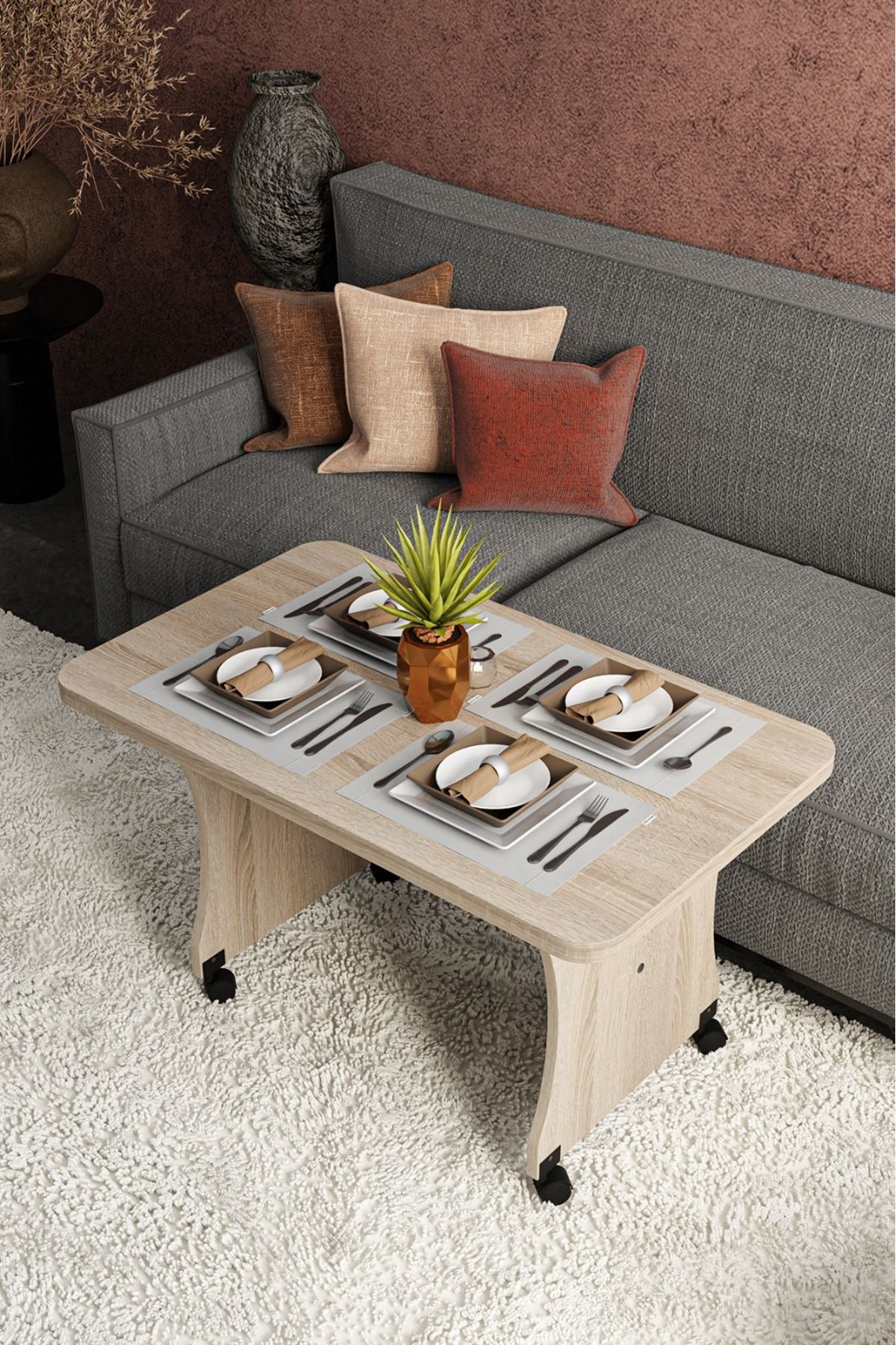 ardilla furniture Ardilla Tekerlekli Orta Sehpa SONOMO