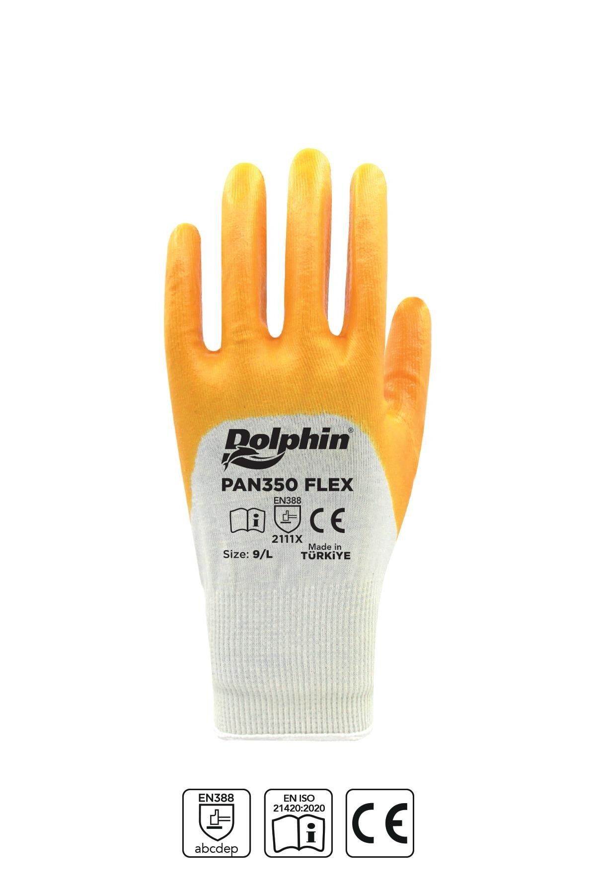 supertrend Süpertrend Dolphin Pamuk Nitril İş Eldiveni Beyaz/sarı Pan350 Flex 9-l 12 Çift