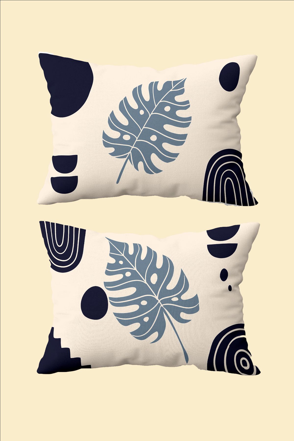 Hayal Dekoratif Bohem Boho Temalı Mavi Krem Renkli 2'li Kırlent Yastık Kılıfı 30x50