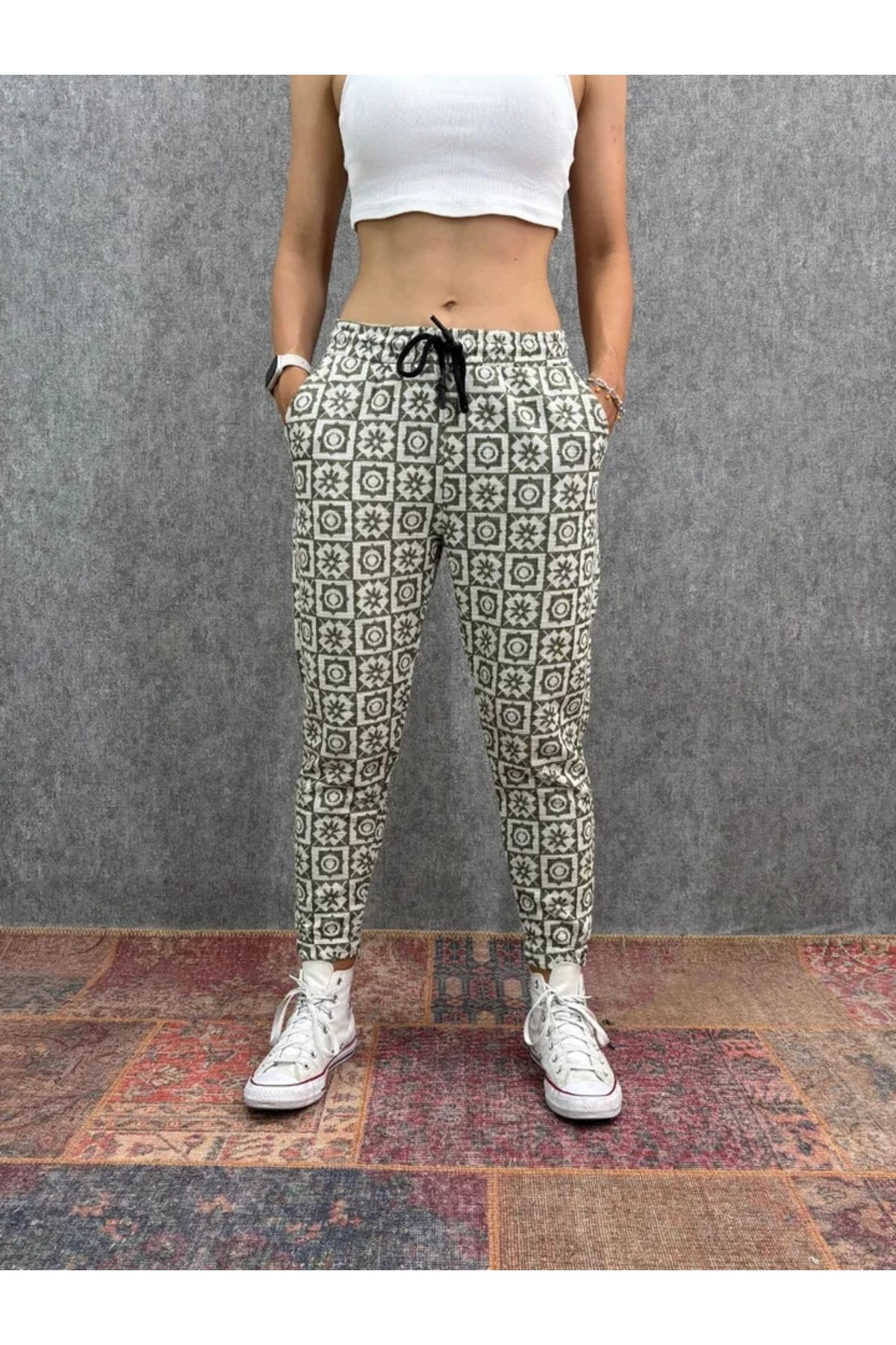 FıttingRoom Bel ve Paça Lastikli Desenli Jogger