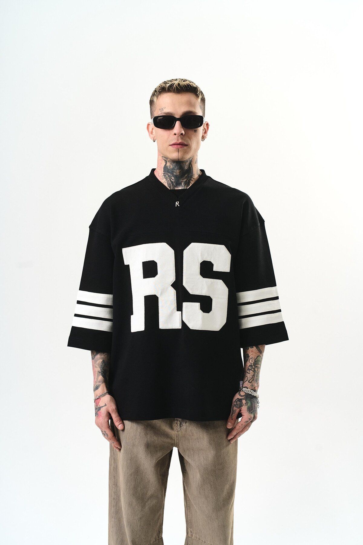 Respire Erkek RS Nakışlı Oversize T-Shirt Siyah