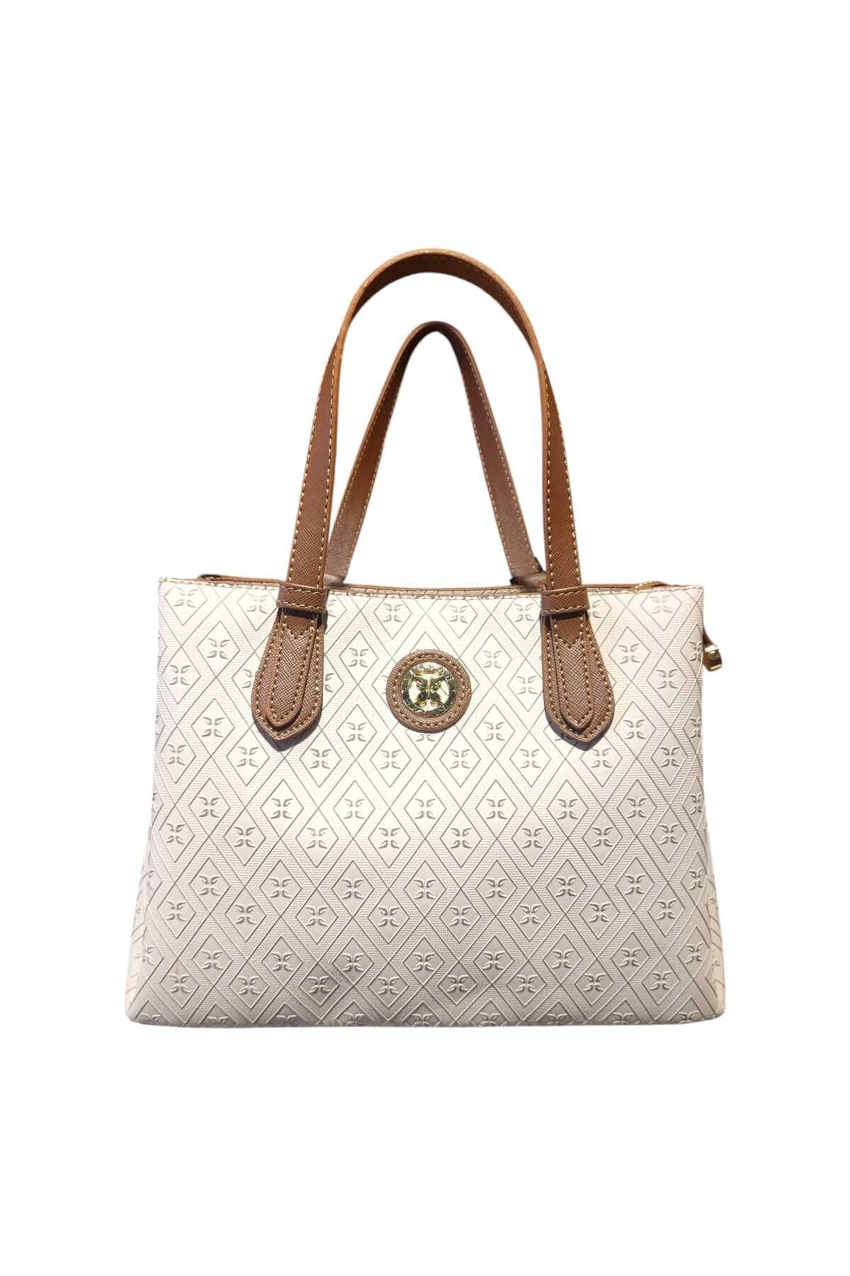 Tergan Bej Taba Print Kadın Omuz Çantası - S25Y1PR09159-R1P