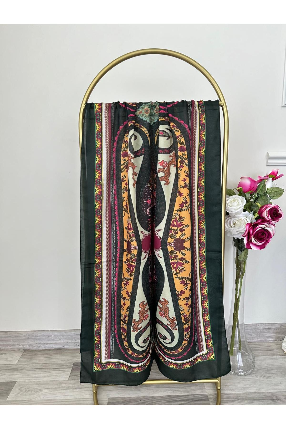 Shawl Passion Retro Desen Pamuk Şal Yeşil
