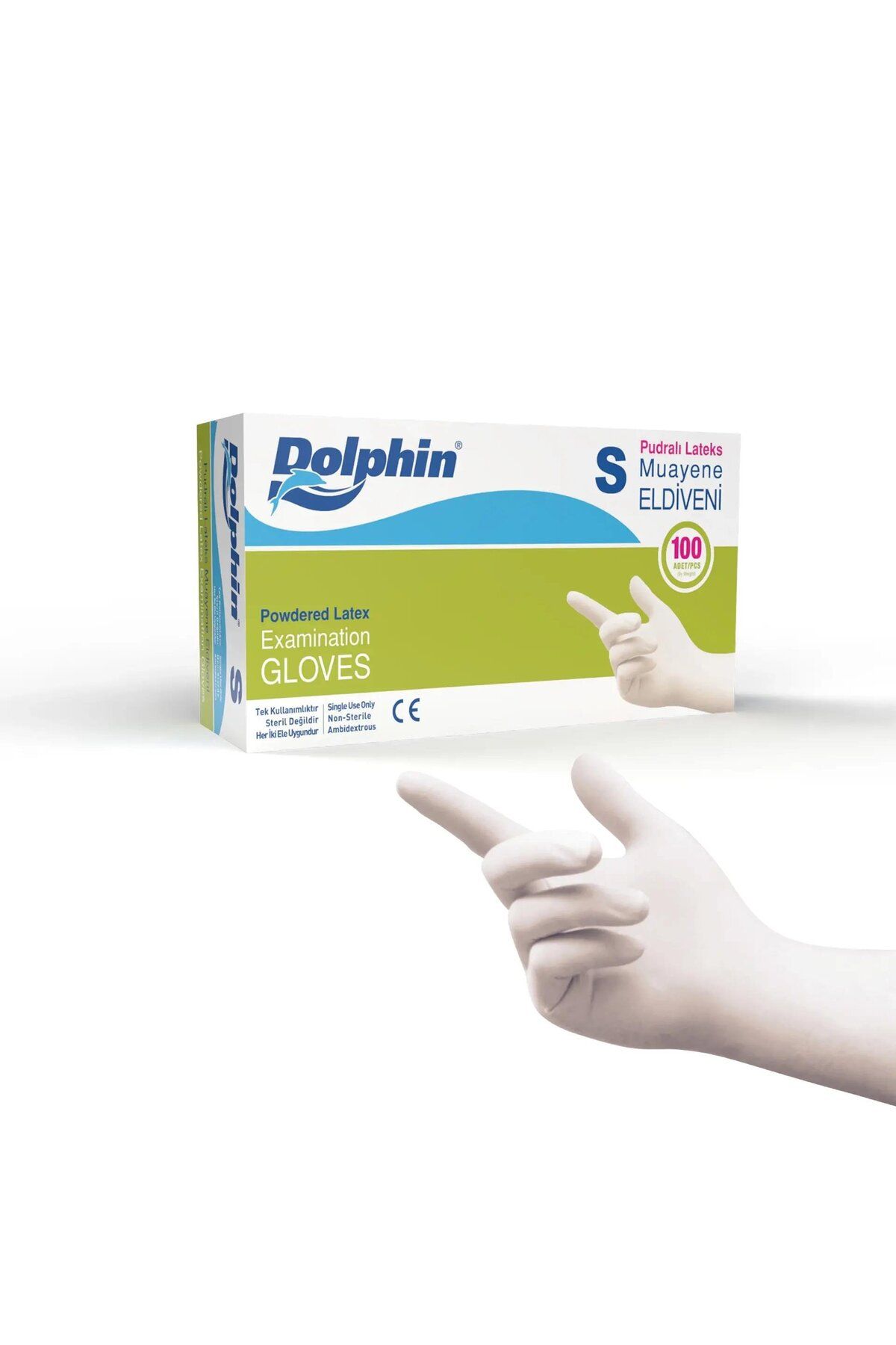 alsepeteavm Dolphin Pudralı Lateks Muayene Eldiveni S Beden - 1 Kutu - Mdr