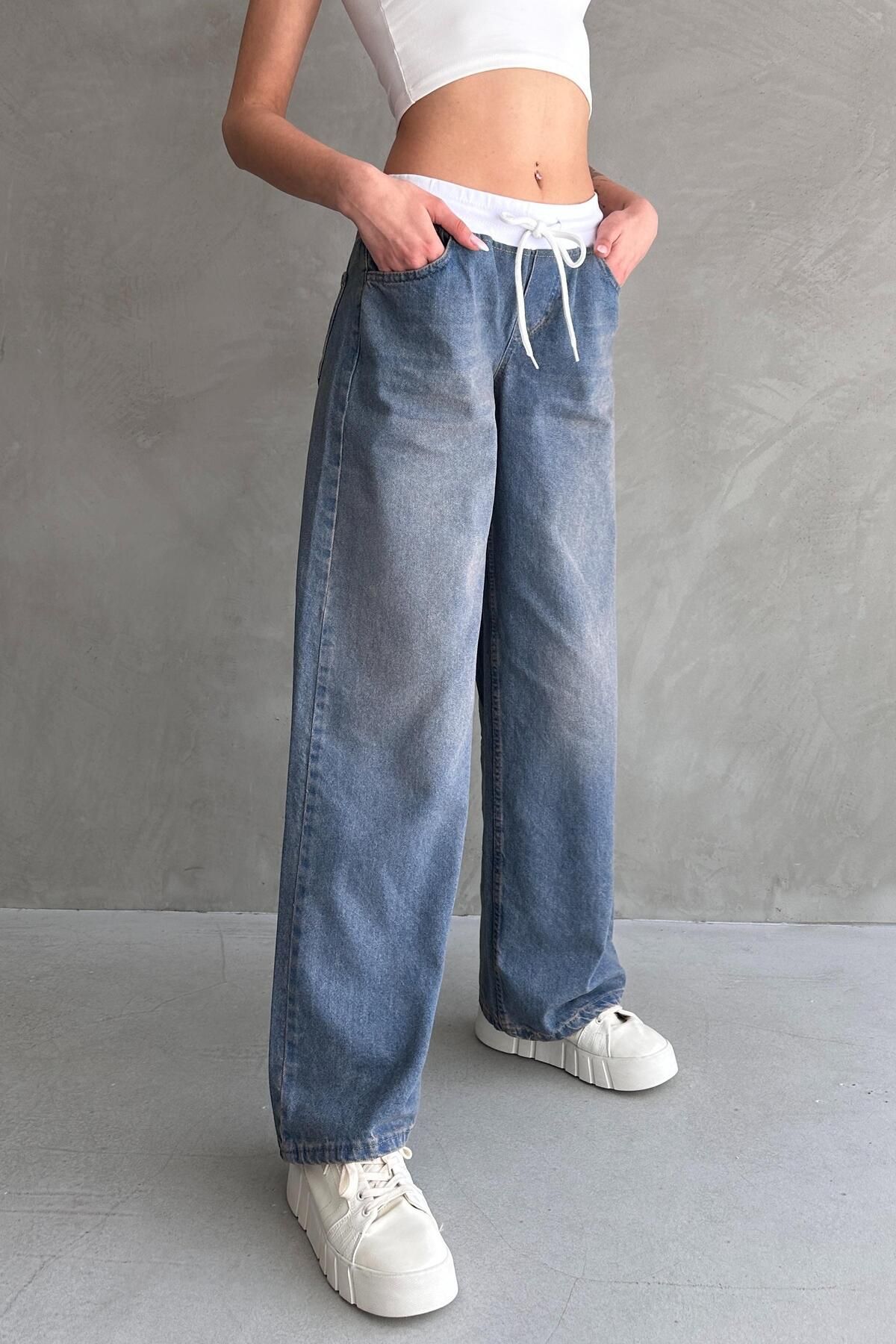 ZAROLİ Yüksek Bel Bağcık Bel Detay Jean
