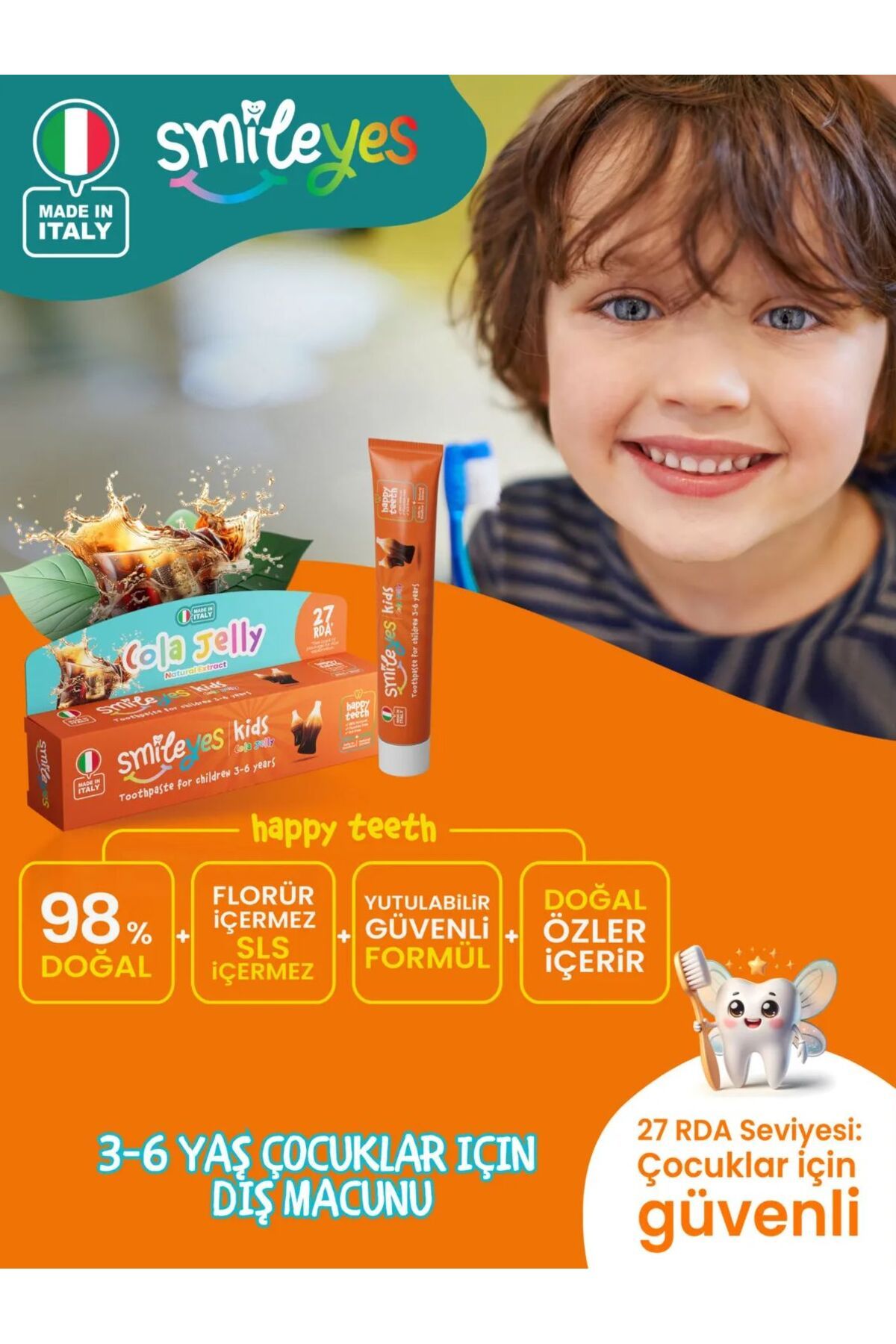 smile EYES Smileyes Kids Diş Macunu 3-6 Yaş 50 ml Cola Jelly