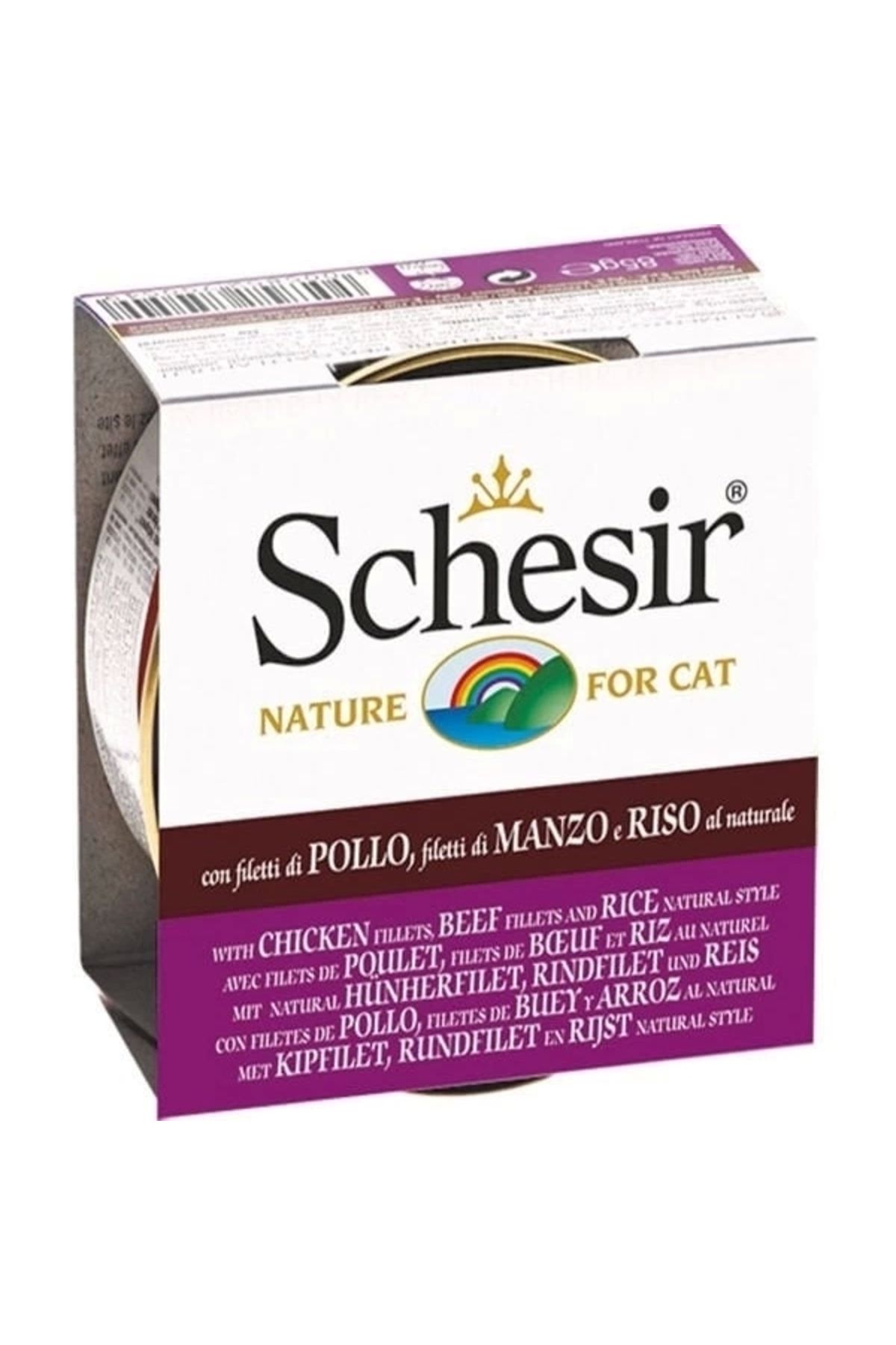 thebestnzm Schesir Tavuk ve Sığır Etli Naturel Konserve Kedi Maması 85 Gr