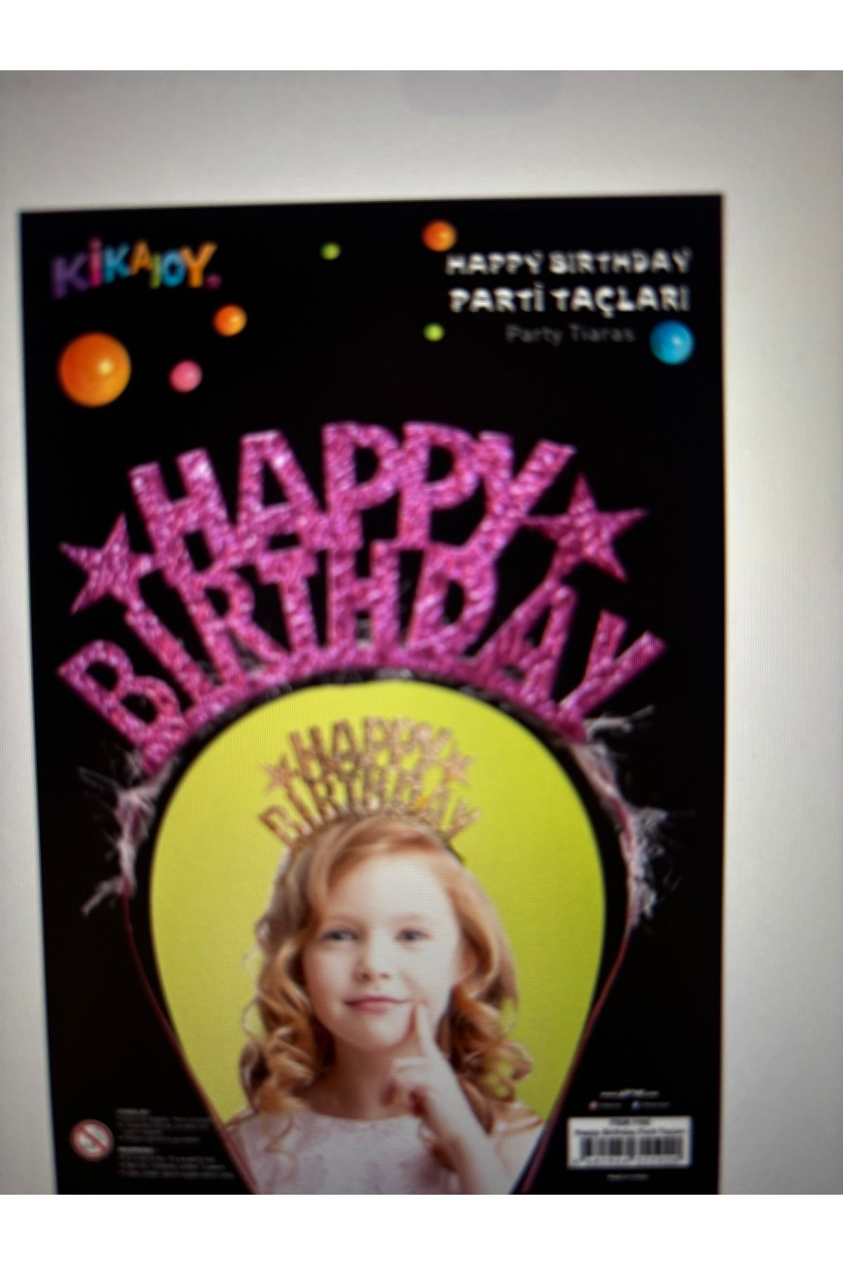 Kika Prenses Doğum Günü Metal Taç -Happy Birthday -
