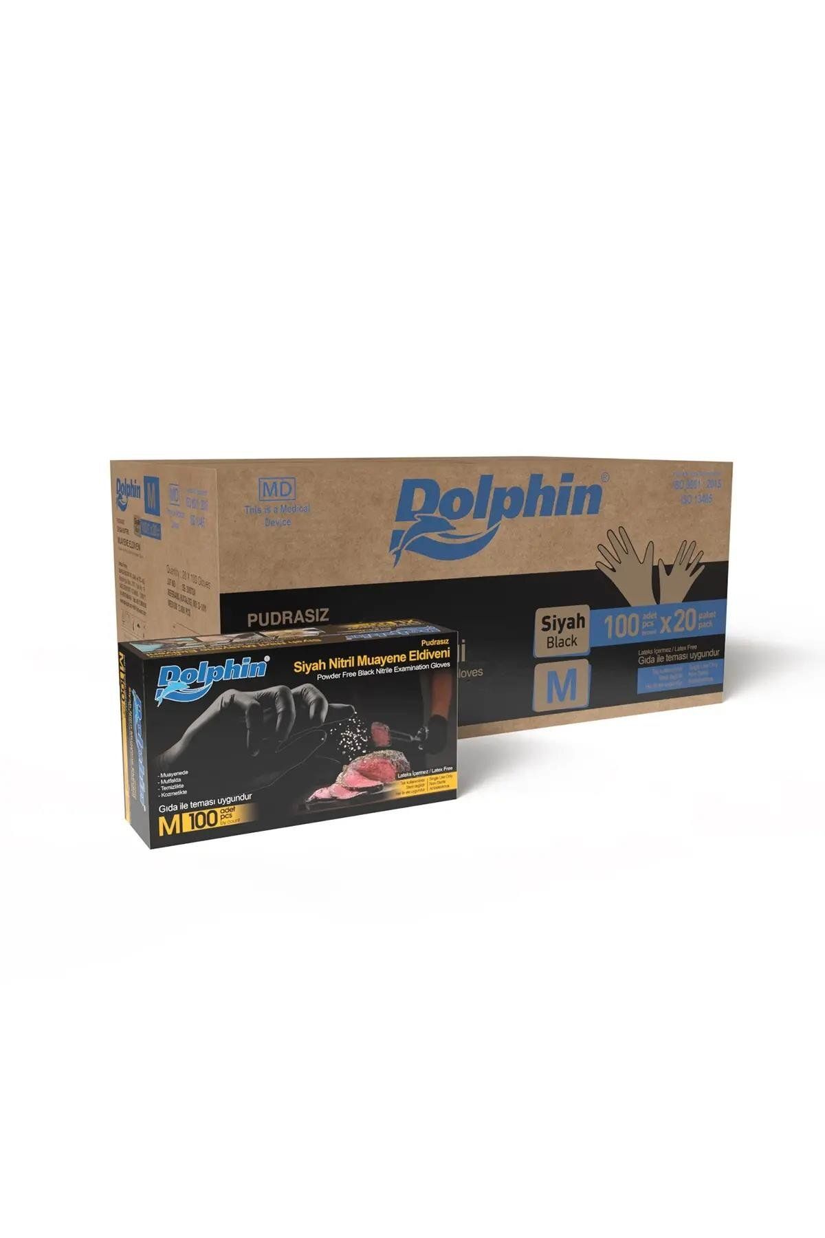 alsepeteavm Dolphin Siyah Çok Amaçlı Nitril Muayene Eldiveni M Beden | 20 Paket Koli - Mdr