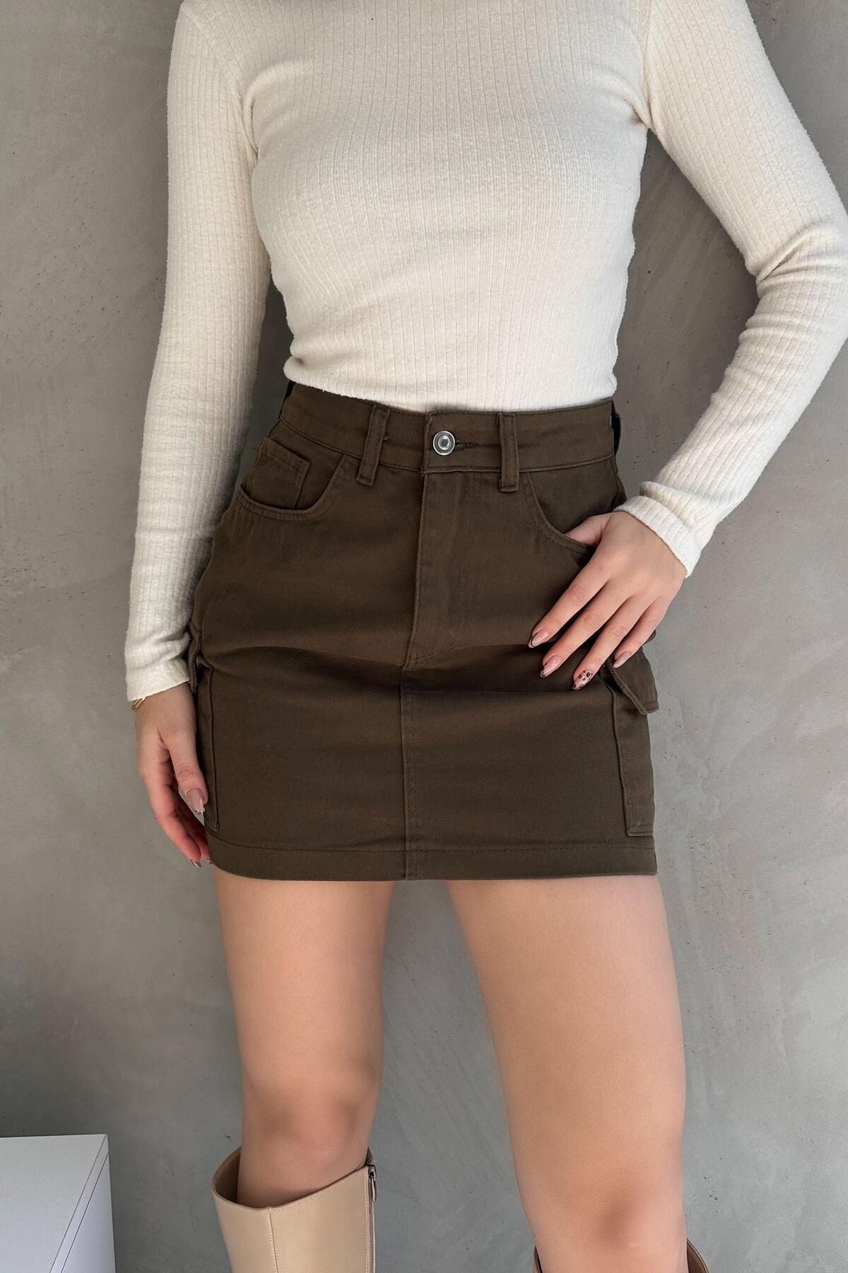 ZAROLİ Kargo Cep Denim Etek