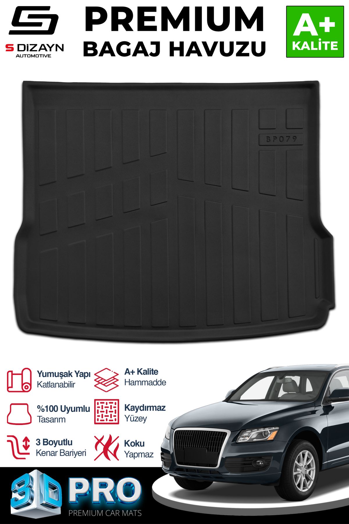 Life Tuning S-Dizayn Audi Q5 3D Pro Bagaj Havuzu 2009-2017 A+ Kalite