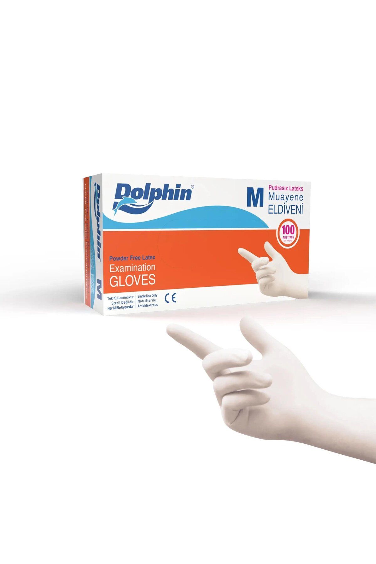 alsepeteavm Dolphin Pudrasız Lateks Muayene Eldiveni M Beden 100 Adet - Mdr