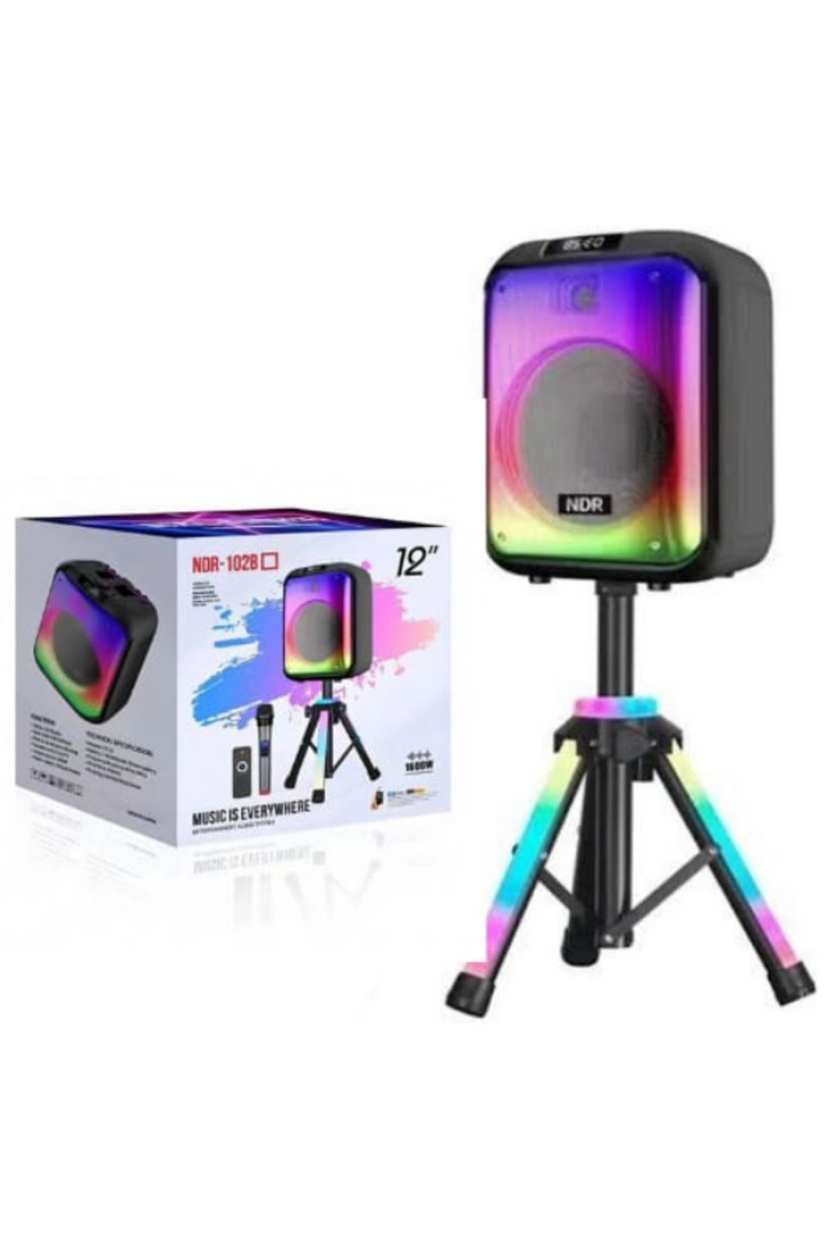 Tekno Gökhan Ndr Sahne Ayaklı Rgb Len Işık Fonksiyonlu 40W Profesyonel Ses Sistemini Taşınabilir Parti Hoparlörü