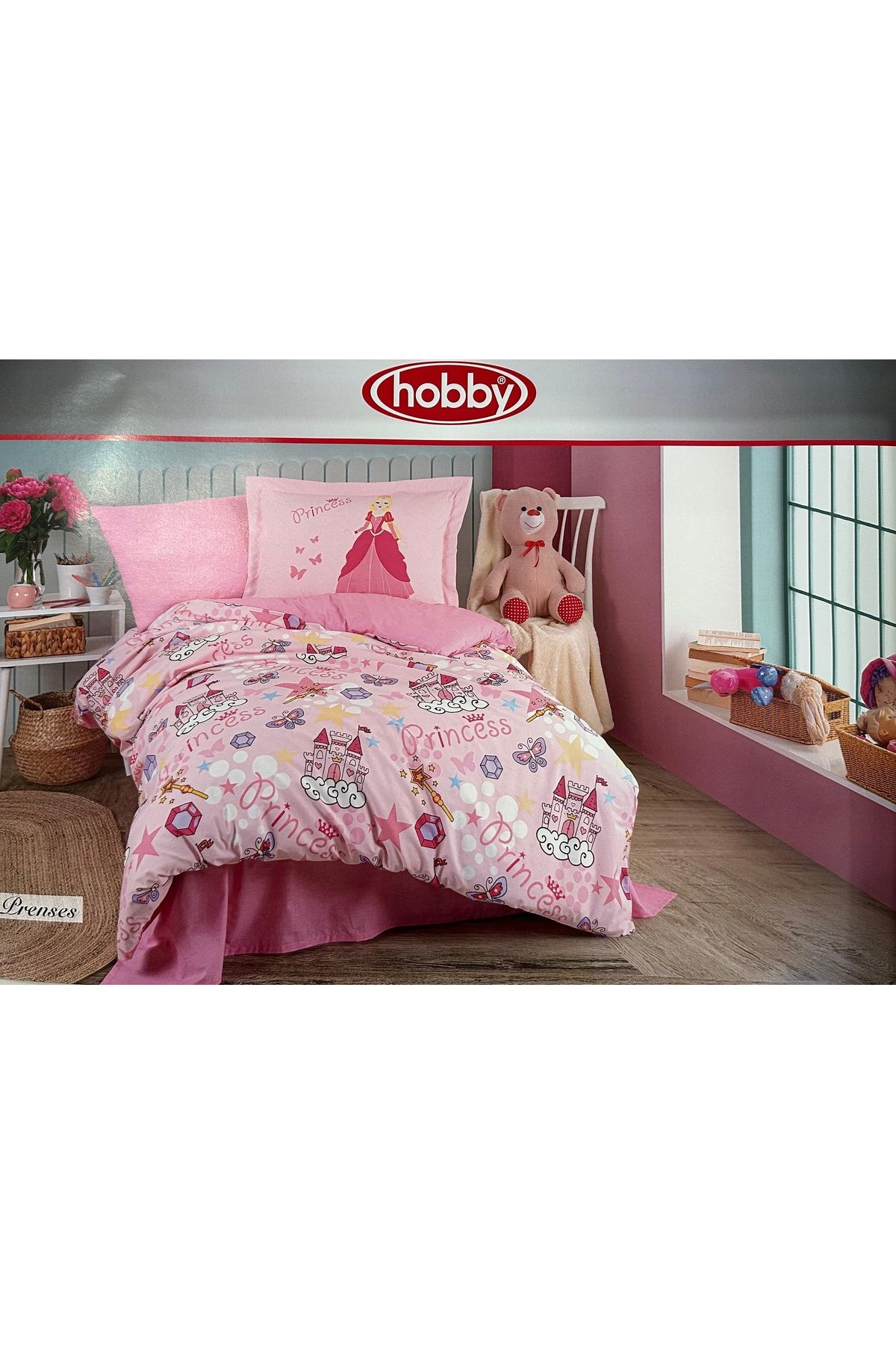 Hobby home collection Hobby Tek Kişilik Ranforce Nevresim Takımı Prenses Pembe