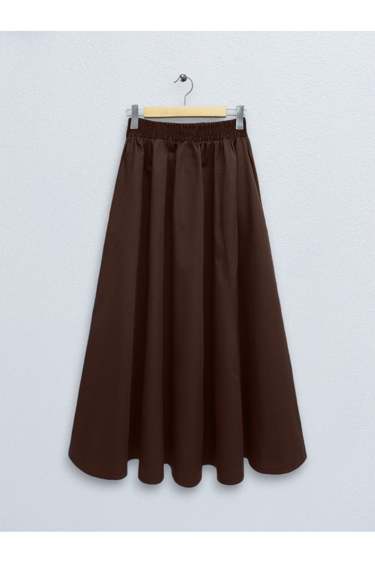 mahira collection Beli Lastikli Çift Cepli Poplin Kloş Etek