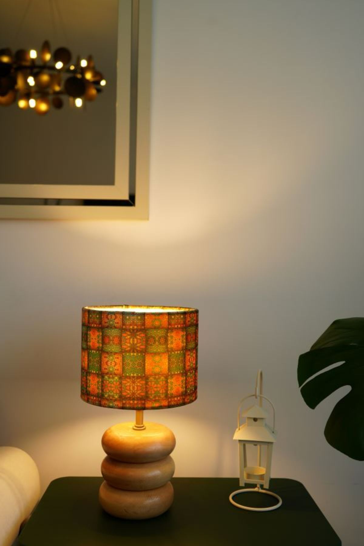 retro home design Üç Kat Silindir Turuncu Kare Kadife Model Silindir Kumaş Şapka Abajur Salon Yatak Odası