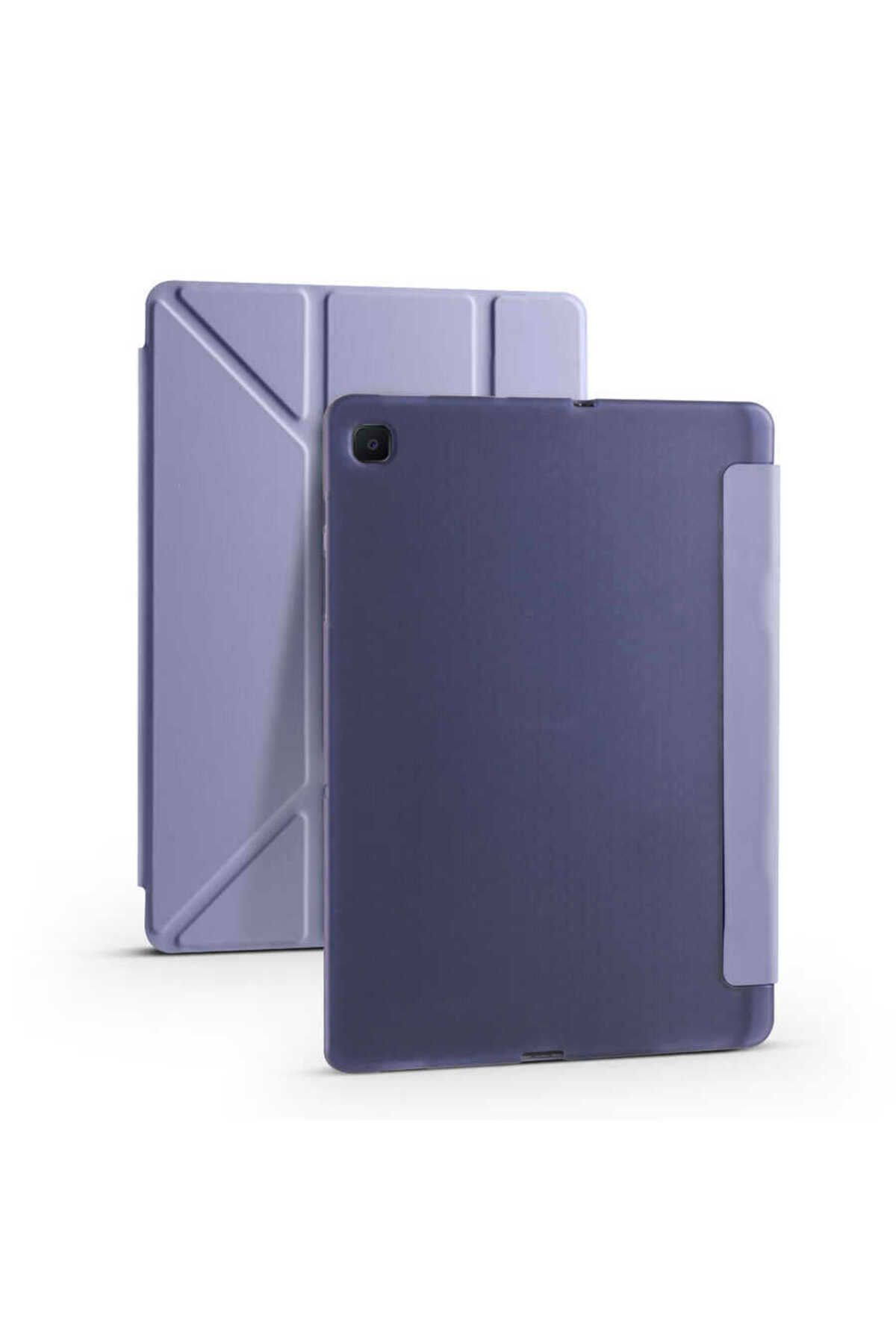 Vexor Galaxy Tab A7 10.4 T500 2020 Kılıf Uyumlu UCY Tri Folding Kalem Bölmeli Standlı Kılıf-Mor