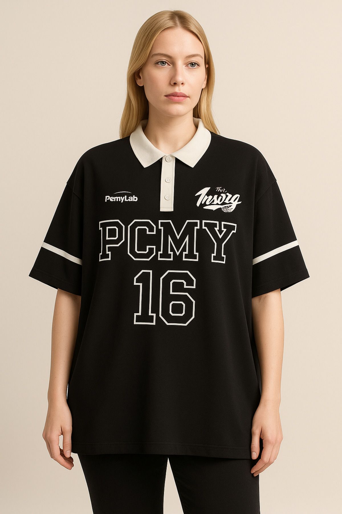 moda paketi Tshirt Oversize Polo Yaka Baskılı